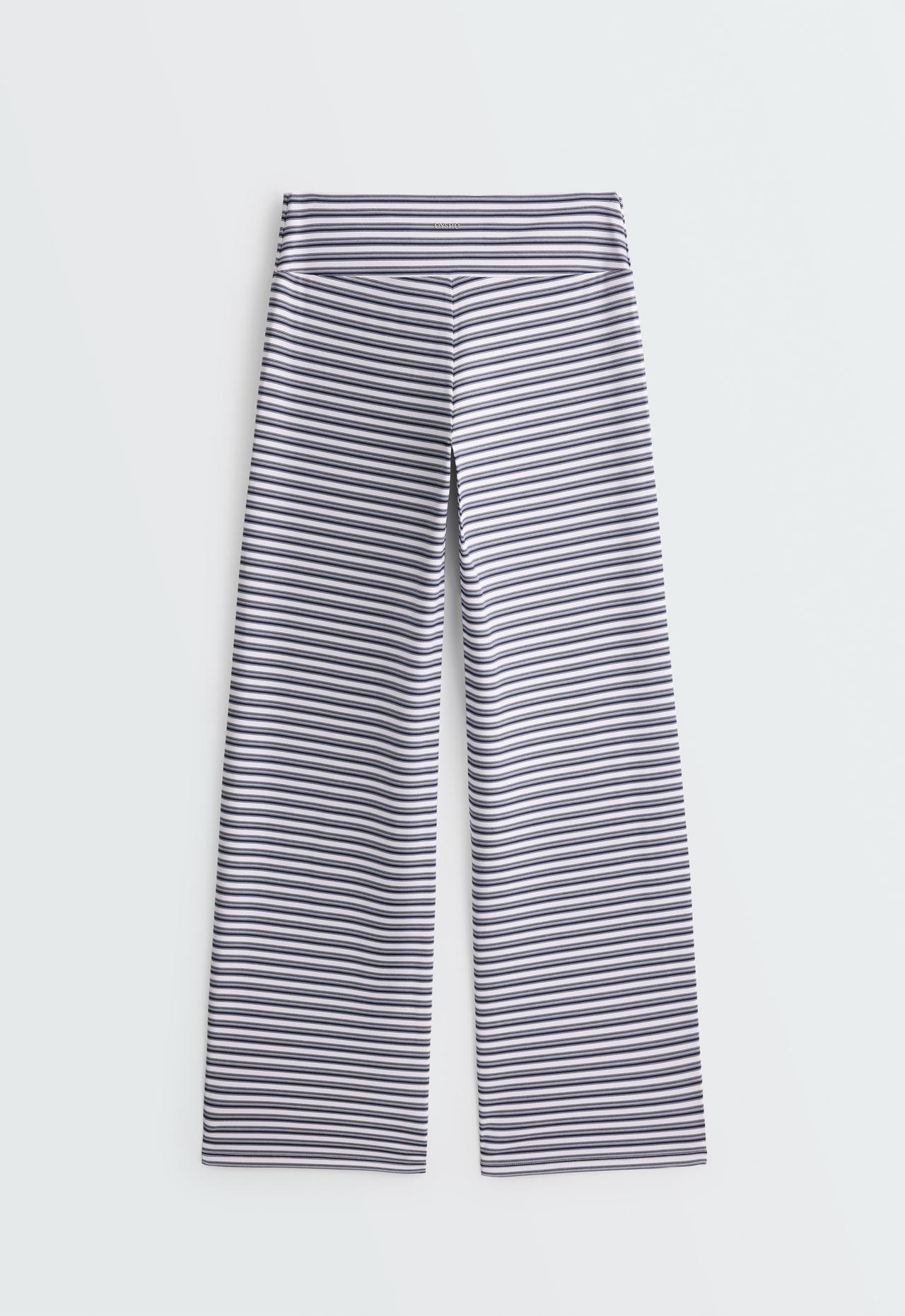 High-rise Comfortlux striped straight-leg trousers — NAVY BLUE