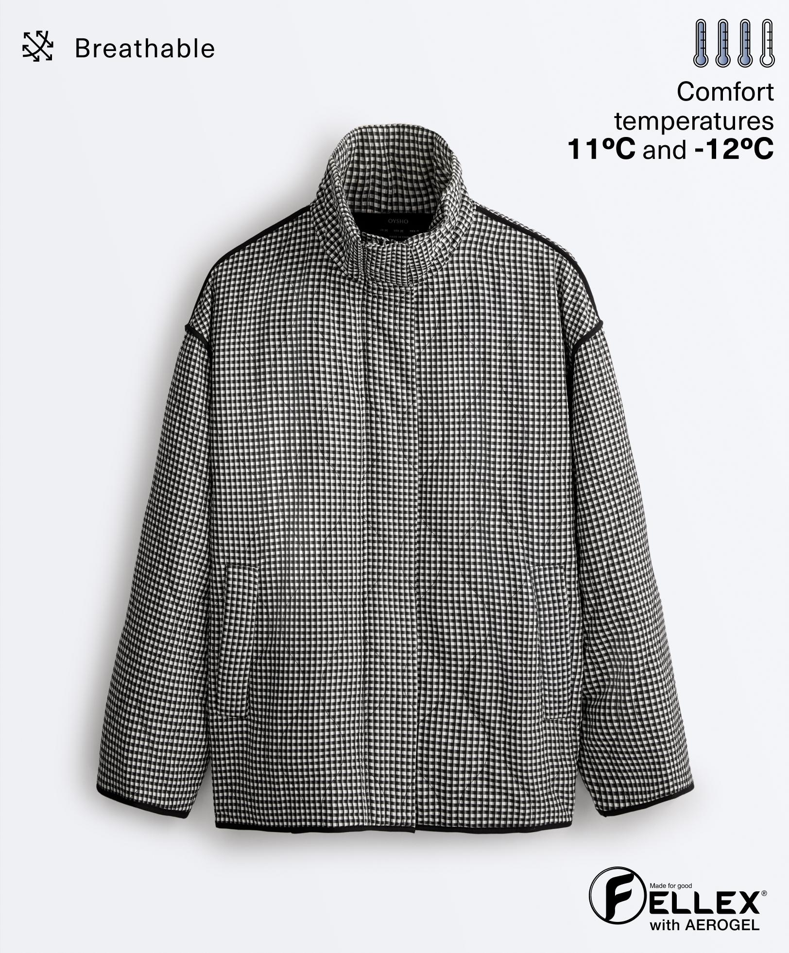 FELLEX® AEROGEL gingham padded jacket — BLACK