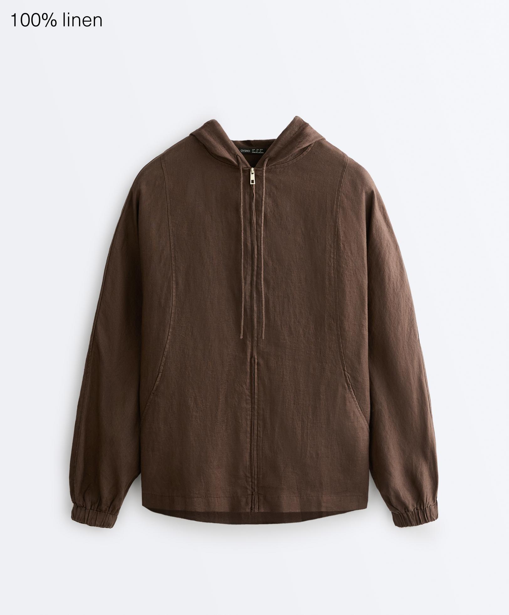 Veste à rayures avec capuche 100 % lin Veste à rayures avec capuche 100 % lin