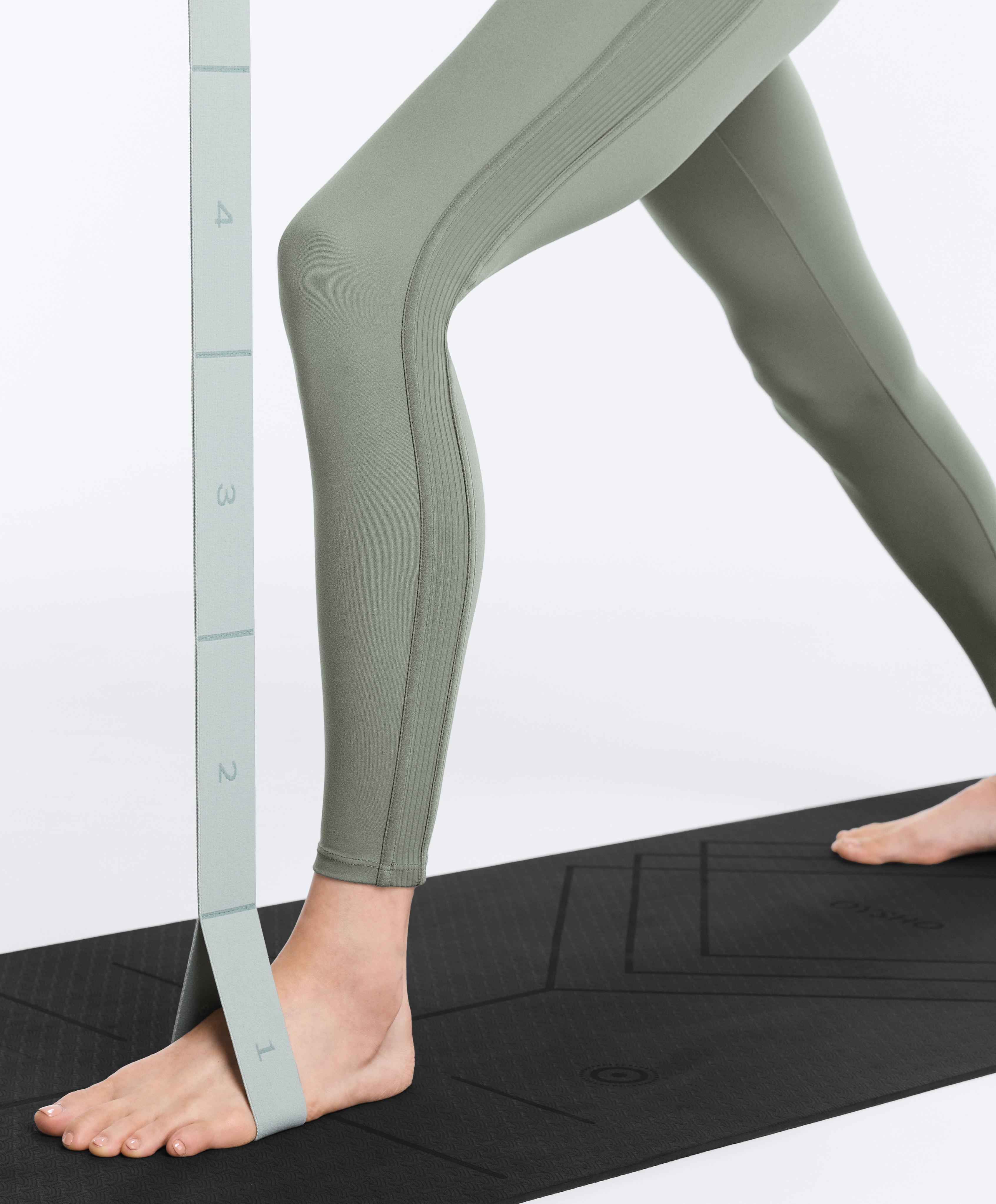 Comfortlux high rise rib ankle-length leggings — KHAKI-GREY