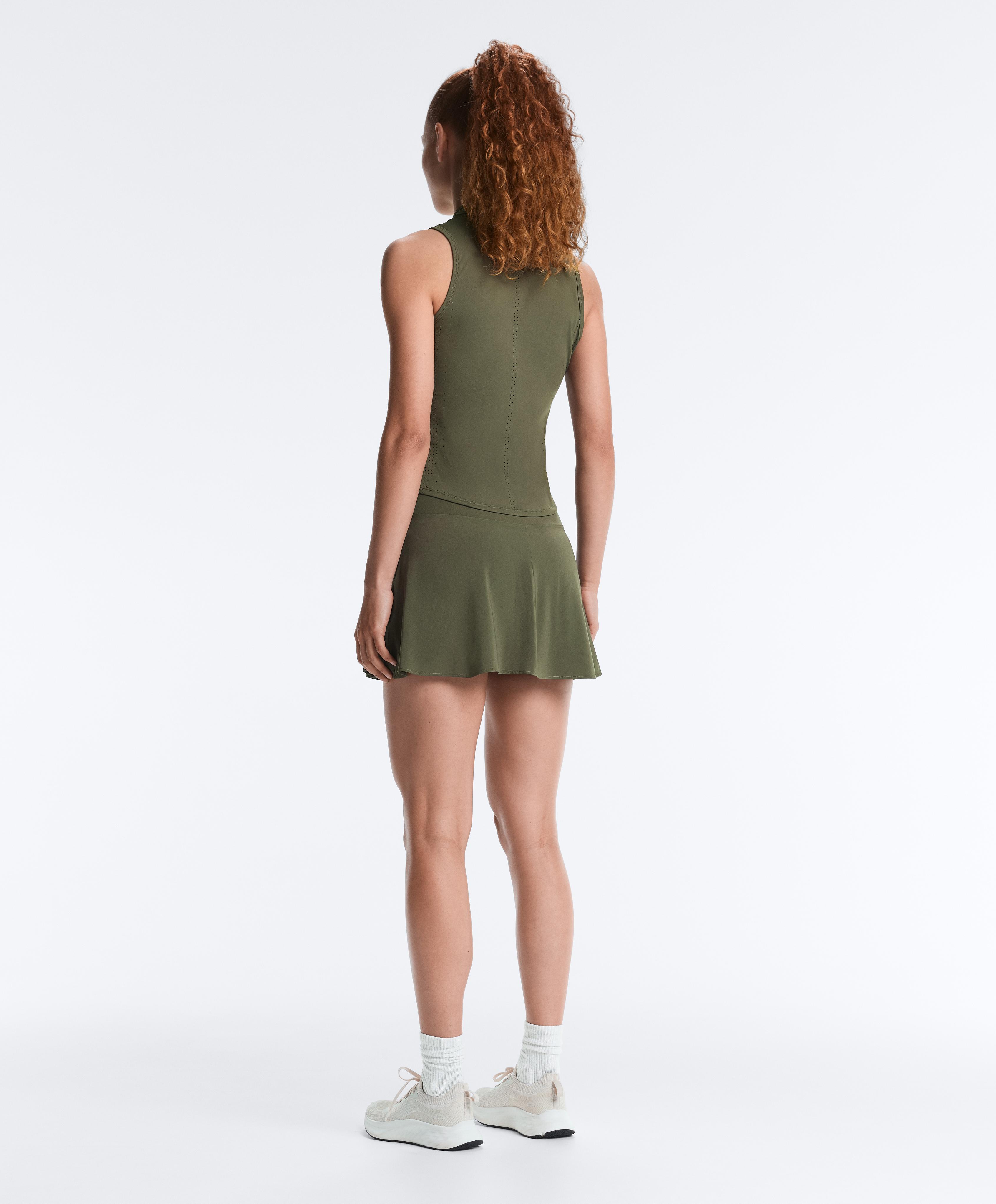 Technical sleeveless T-shirt with half zip — KHAKI