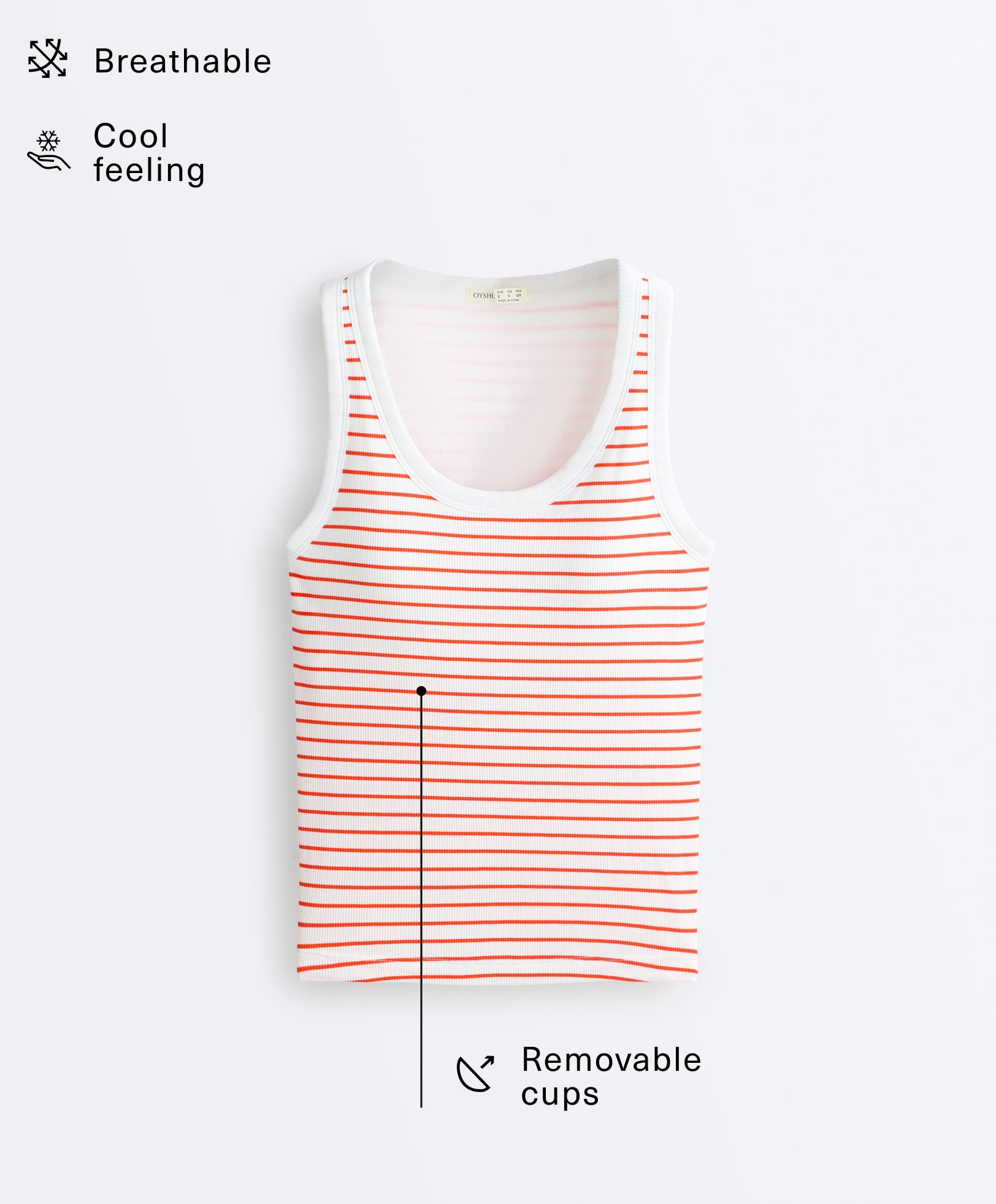 Long modal rib stripe tank top — BRIGHT ORANGE