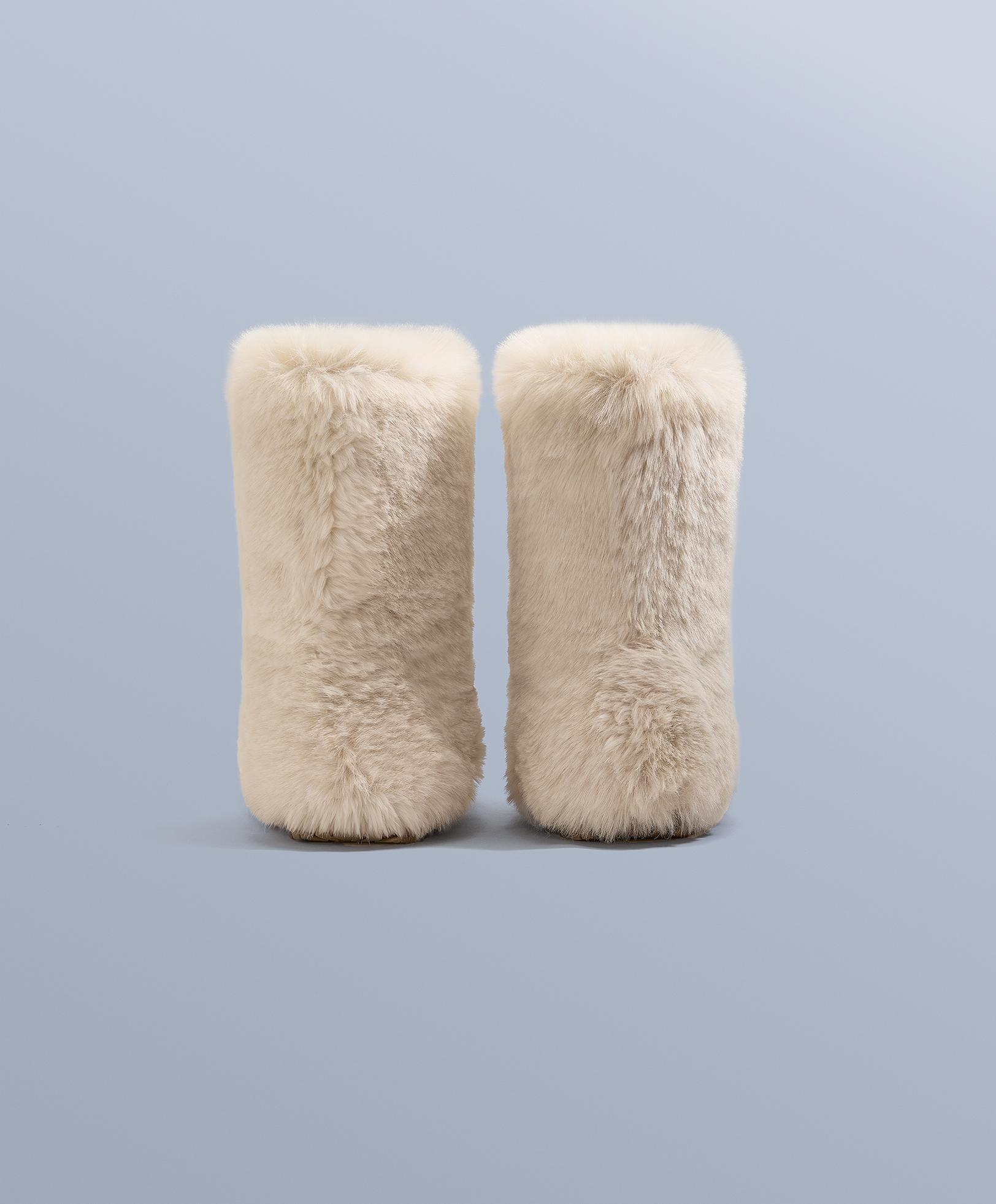 Technical faux-fur effect boot — ECRU