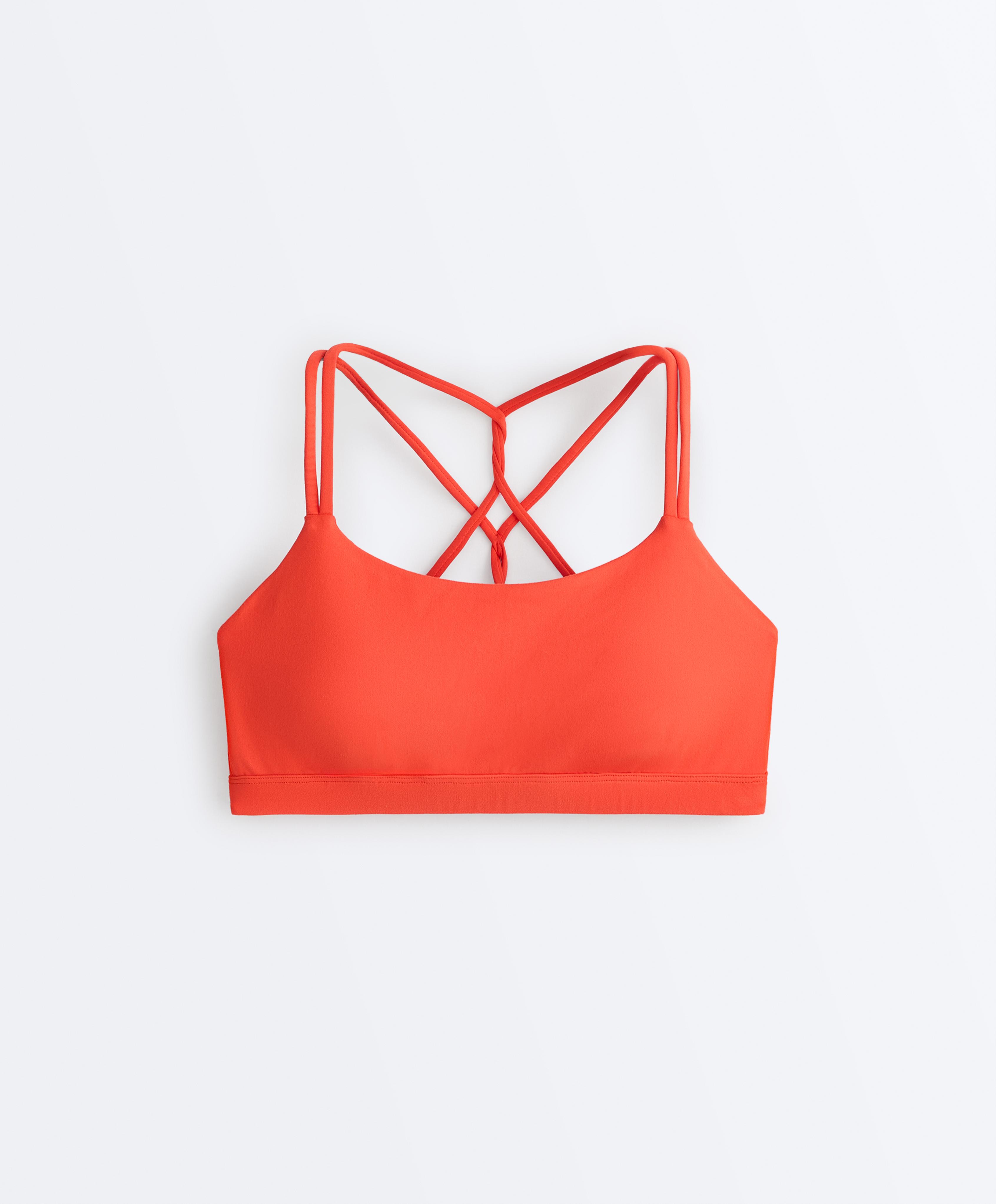 Comfortlux low-support crossover strap sports bra — BRIGHT ORANGE