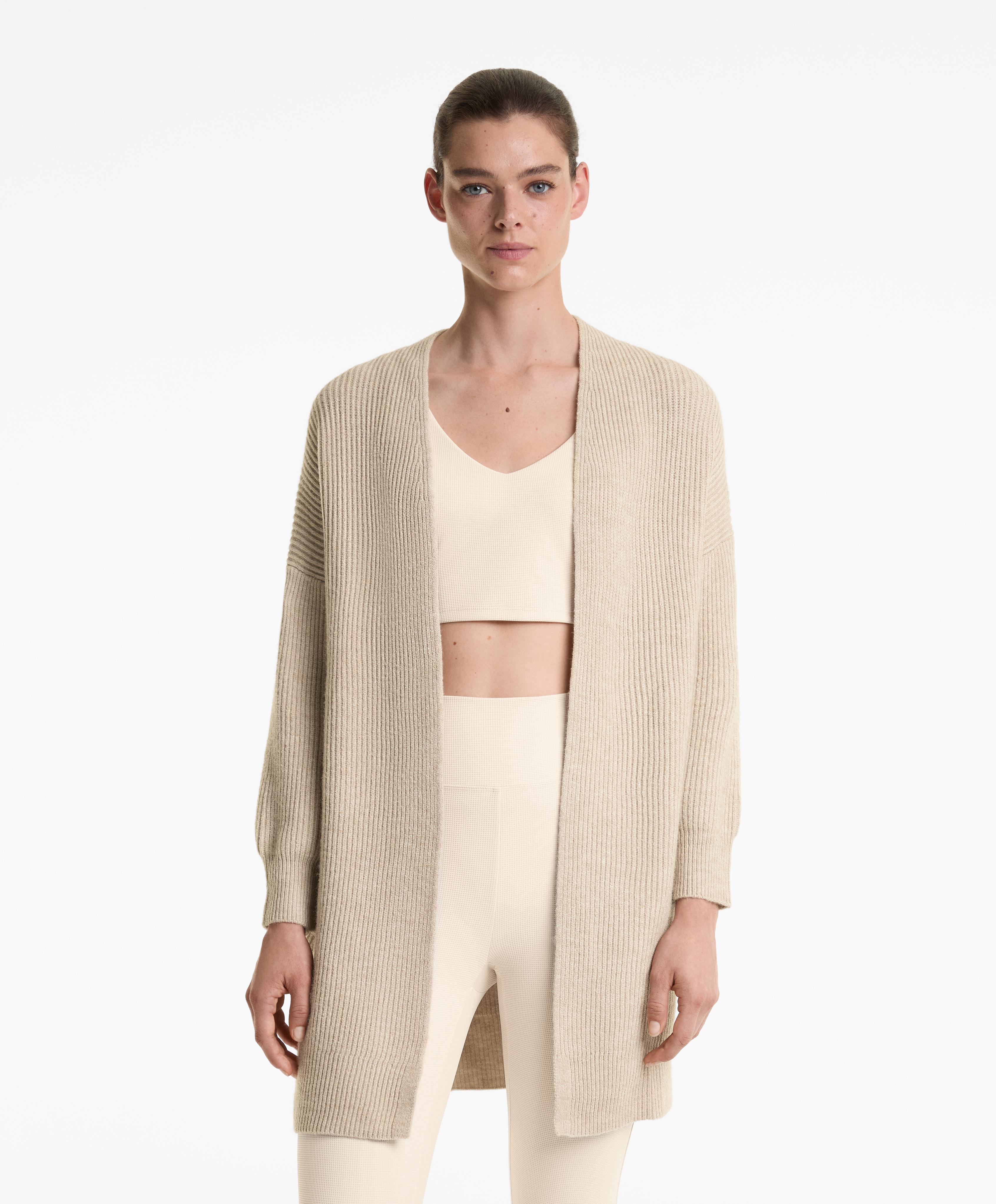 Long rib knit cardigan Long rib knit cardigan