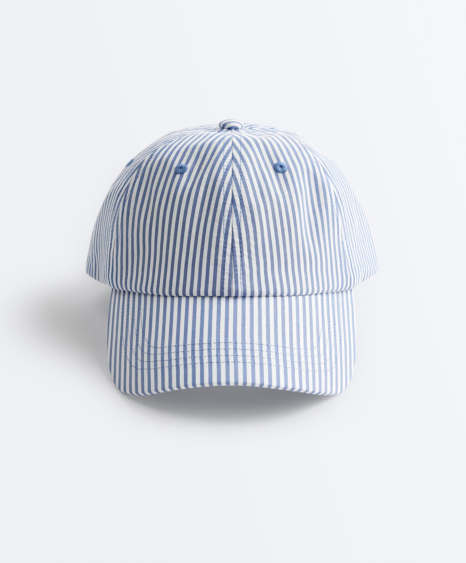 100% cotton striped cap — PALE BLUE