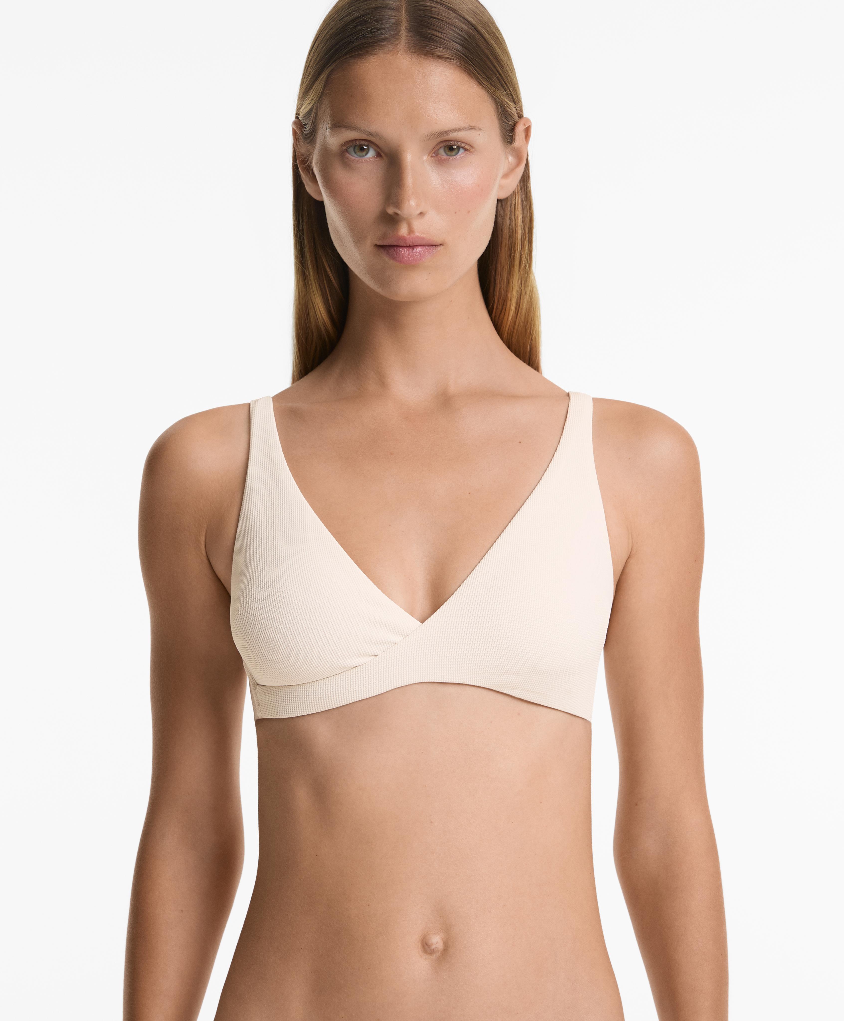 Piqué crossover halter bikini top