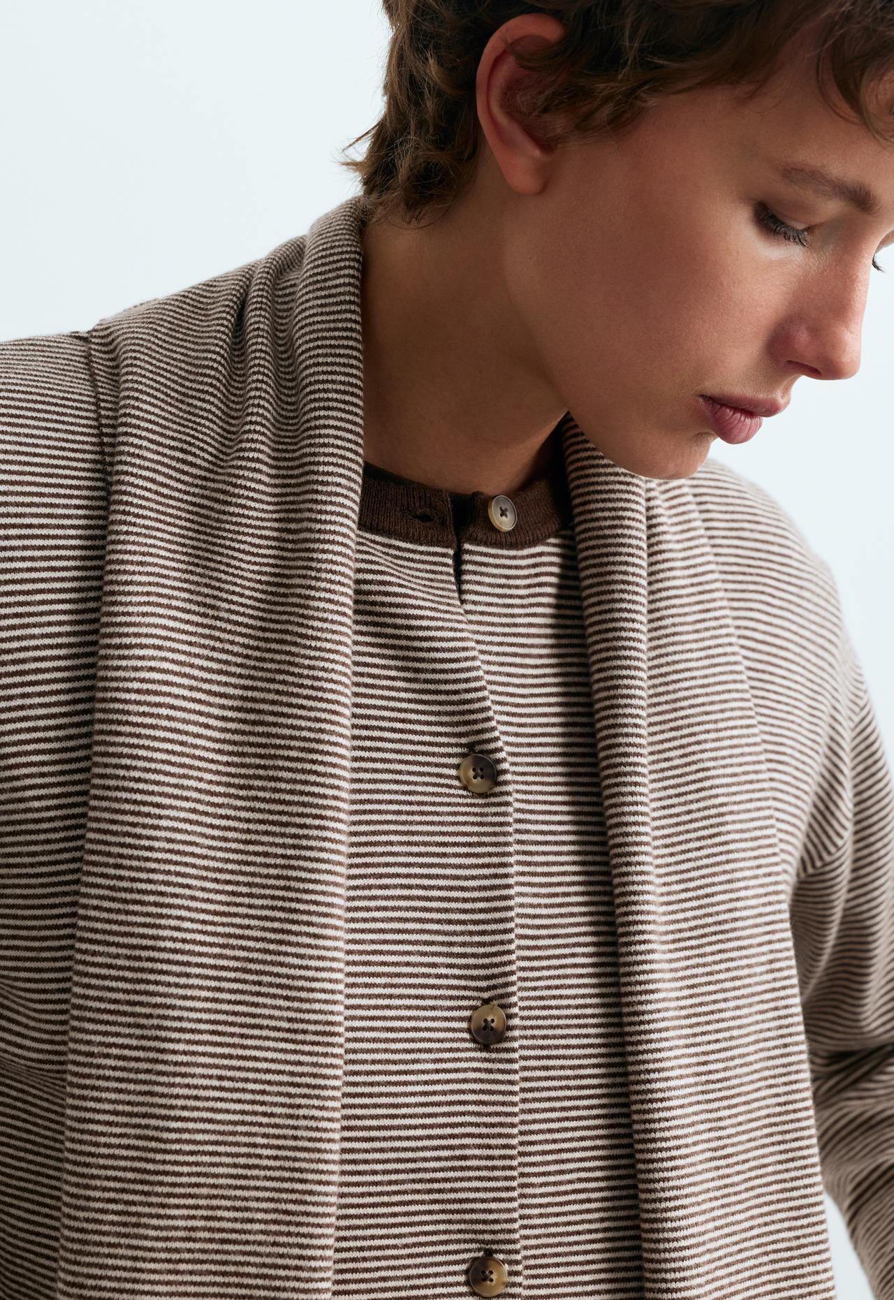 Long sleeve cardigan with scarf detail — TAUPE                   