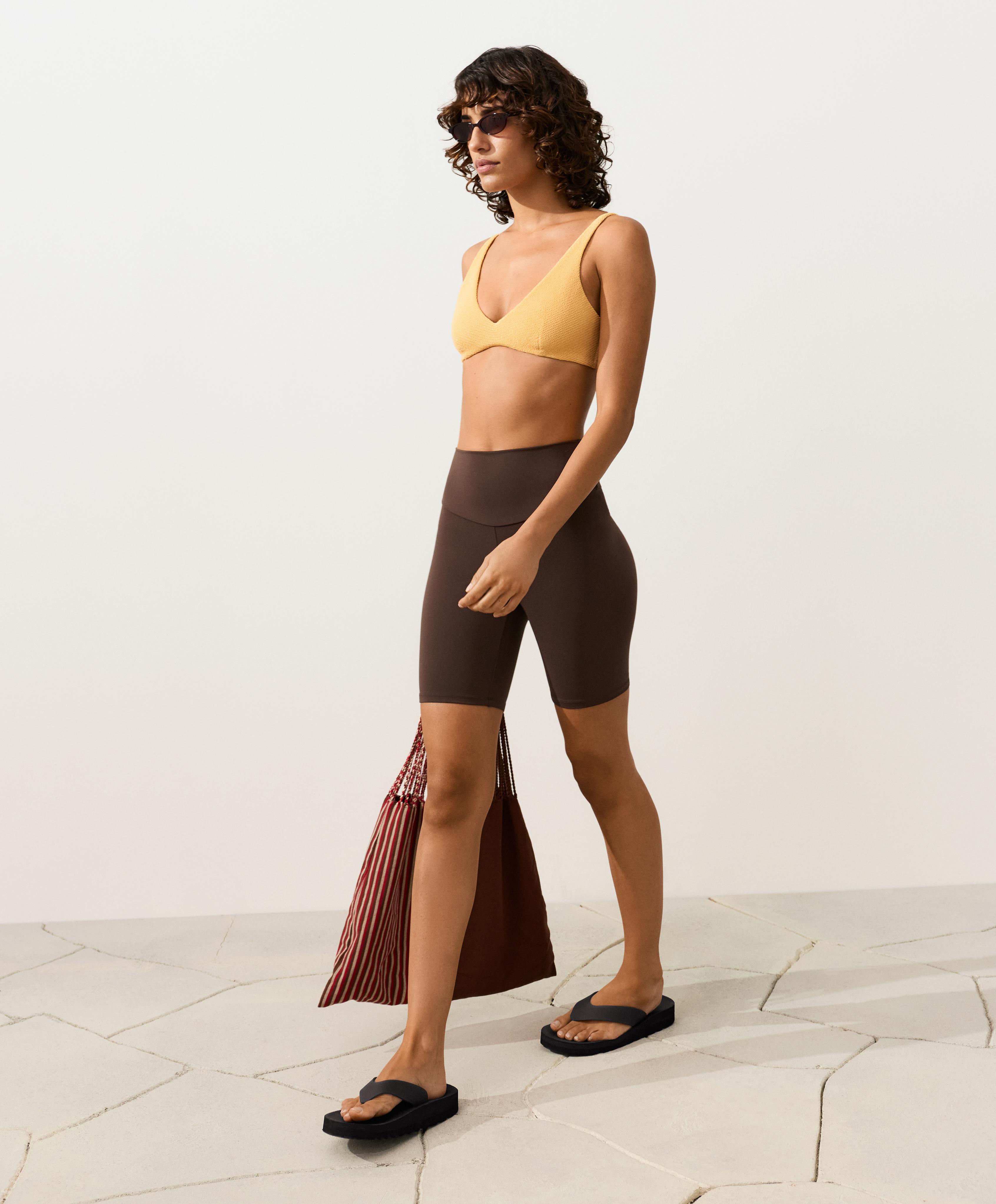 Crinkle halter bikini — BURNT YELLOW