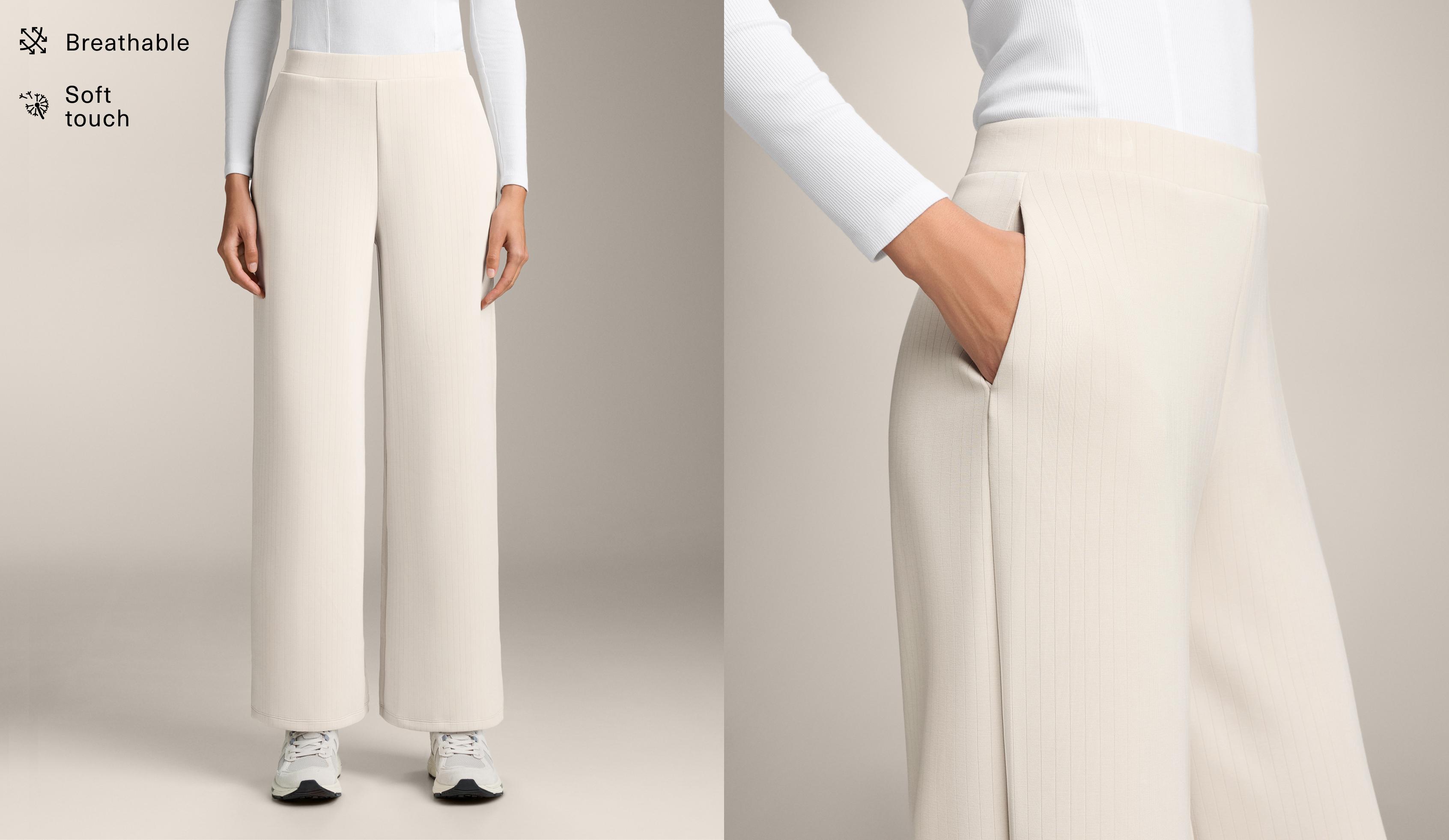 Soft-touch modal straight-leg trousers with stripes