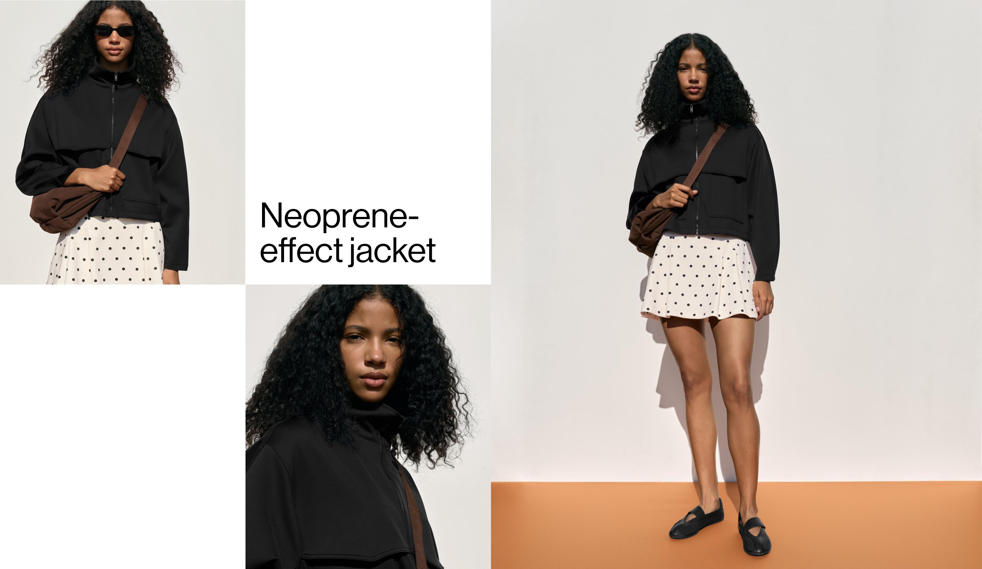 Boxy neoprene-effect jacket