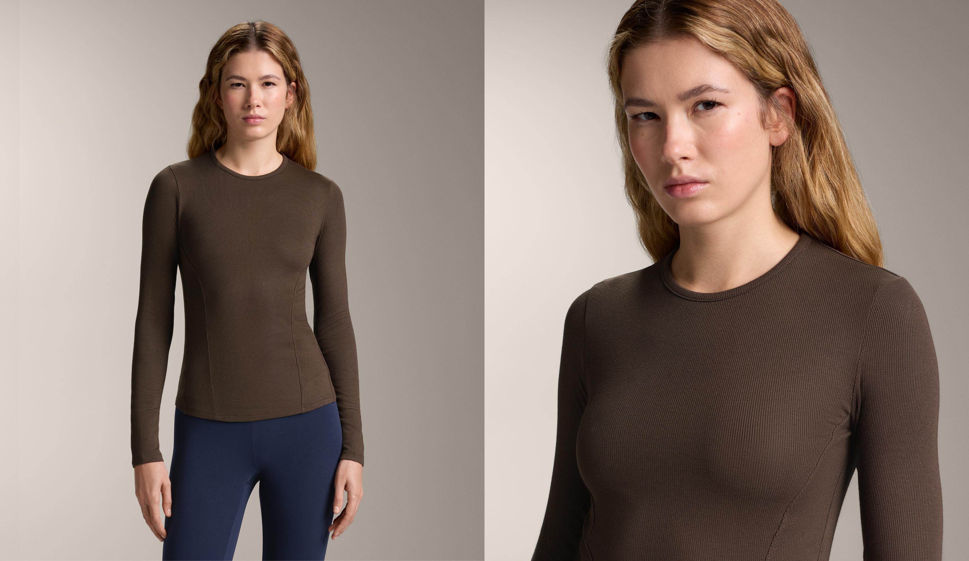 Long sleeve rib T-shirt with cotton and modal Long sleeve rib T-shirt with cotton and modal