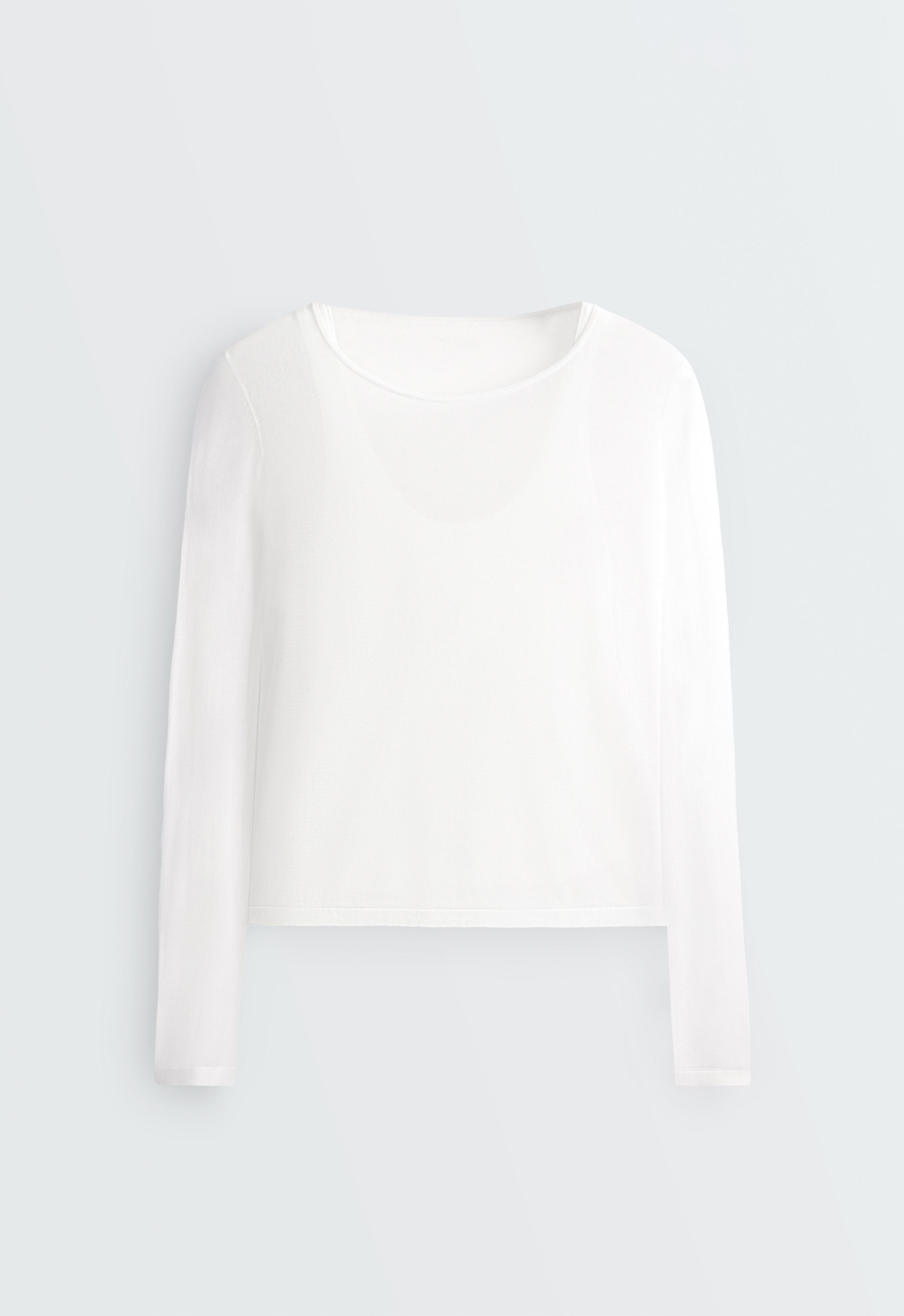 Long-sleeved sheer double-layer top — WHITE 