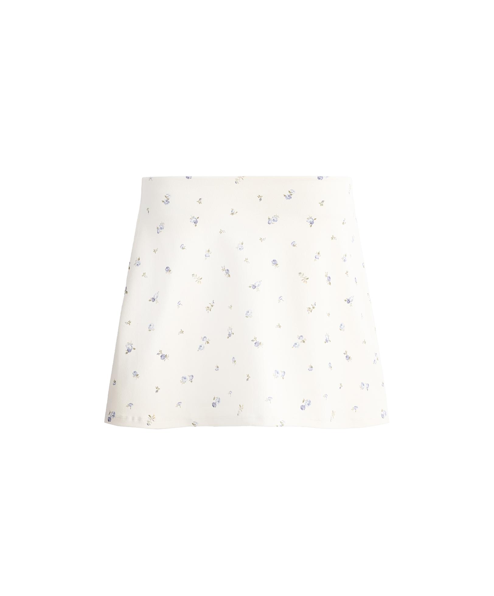 Evermove high rise floral print short skirt — PALE ECRU
