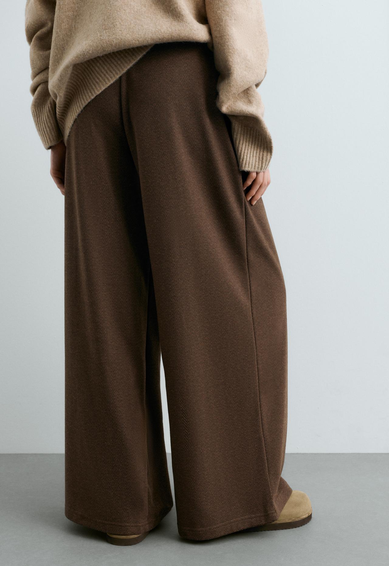 Cocoon herringbone pleat trousers — BROWN