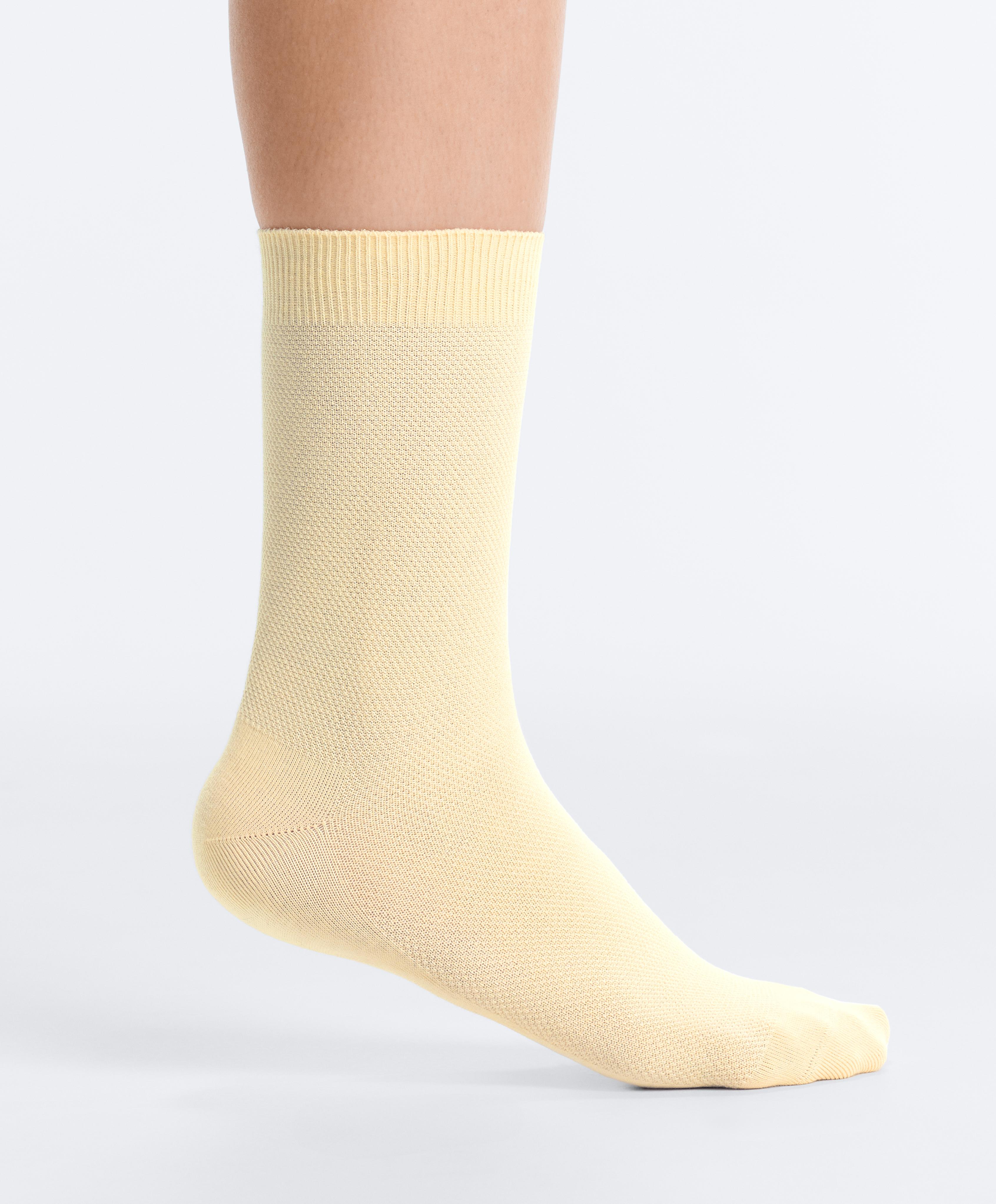 3 pairs of cotton blend classic pique socks — YELLOW