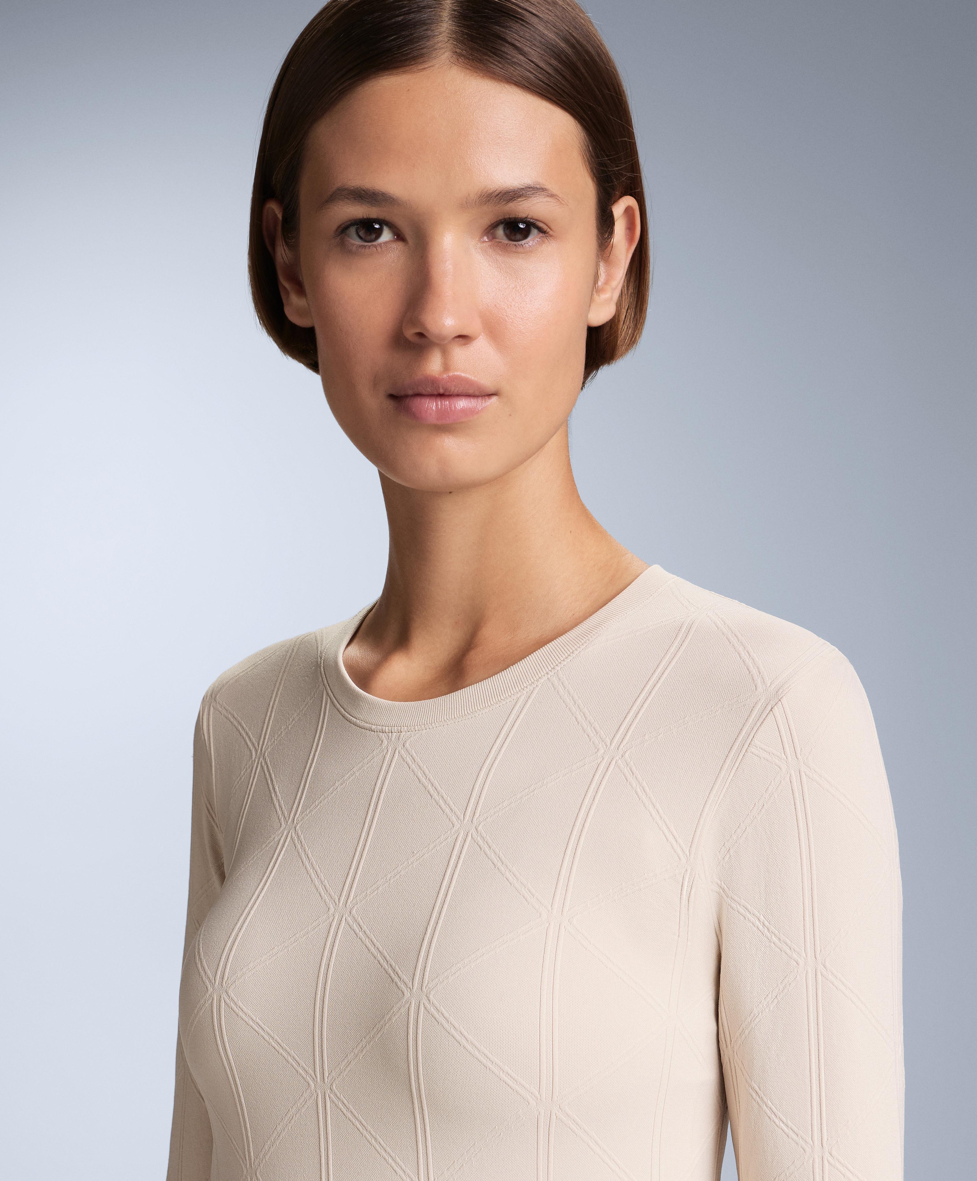 Thermal seamless jacquard base layer T-shirt — PALE MINK