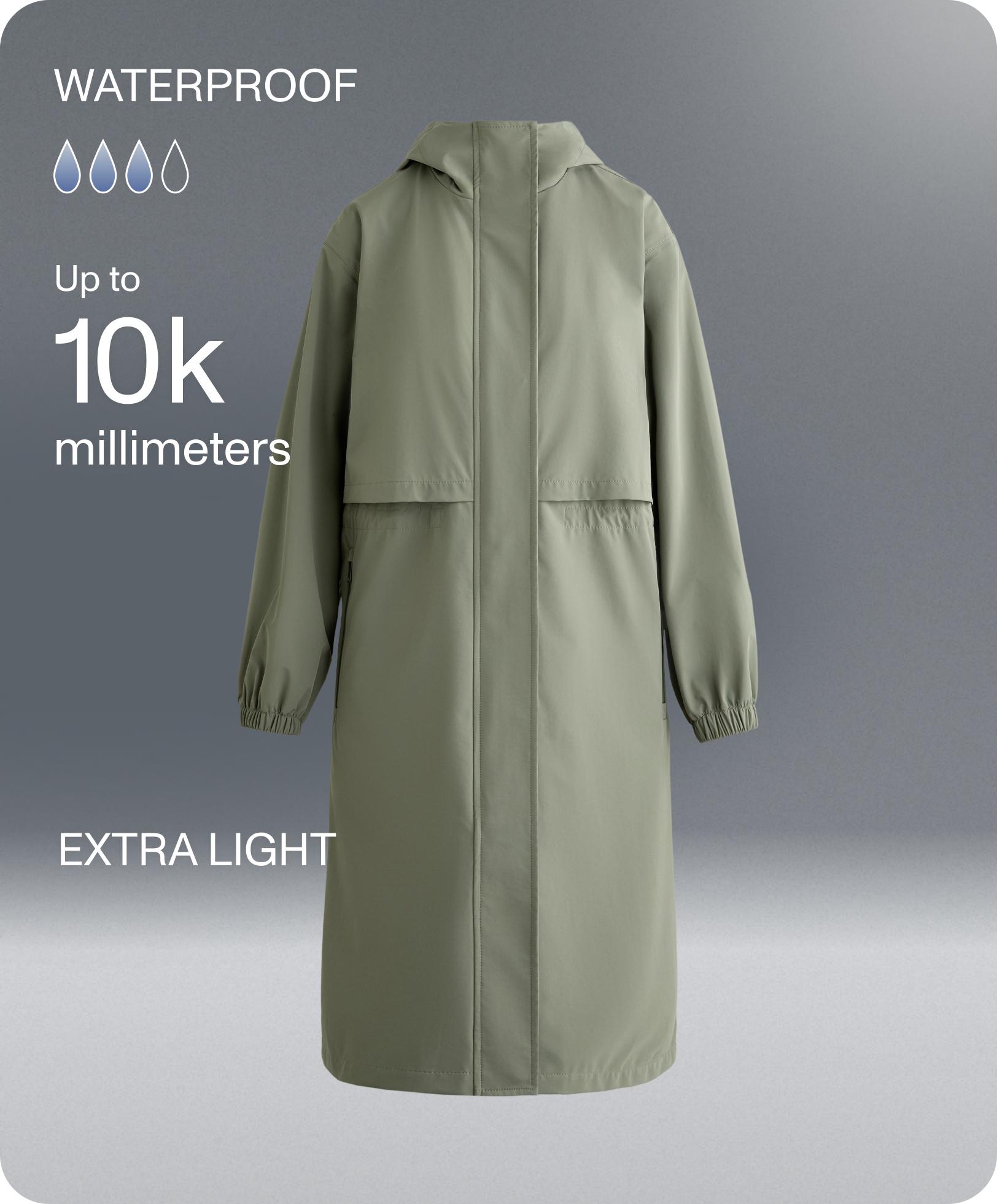 10k waterproof extra-lightweight long jacket