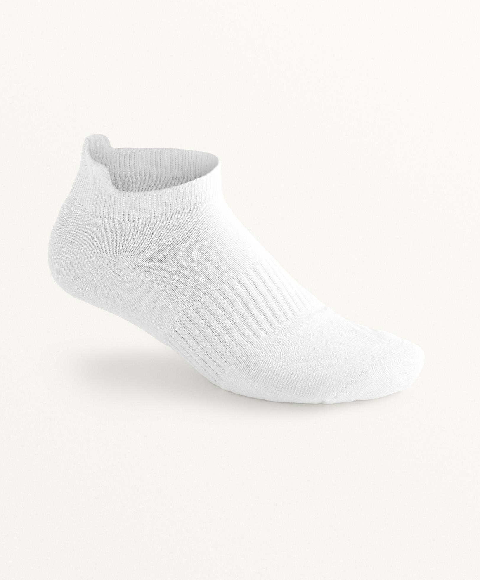 3 pairs of cotton blend sports sneaker socks with heel tab — WHITE