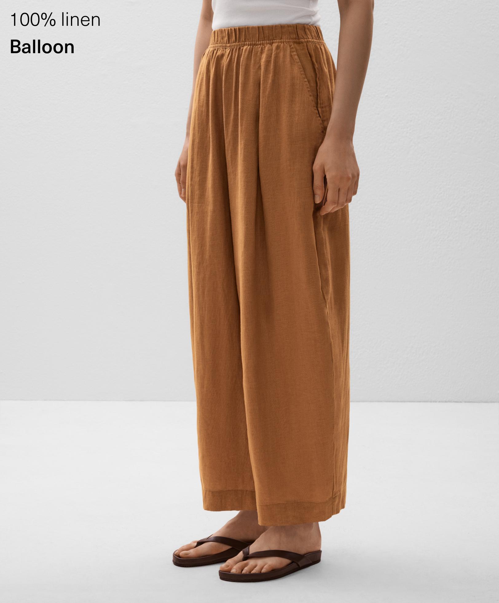 100% linen crop balloon trousers