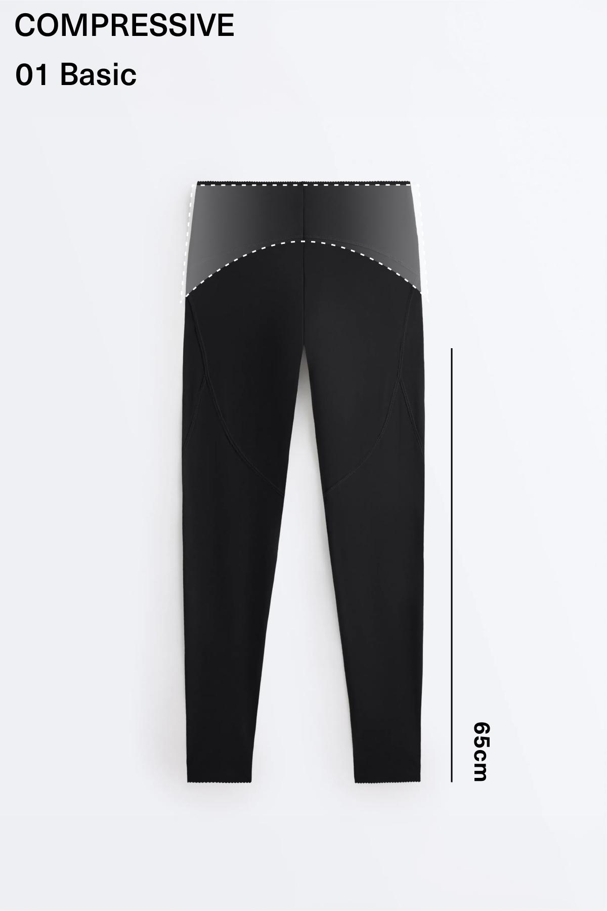 Basic compressive high-waisted ankle-length leggings — BLACK