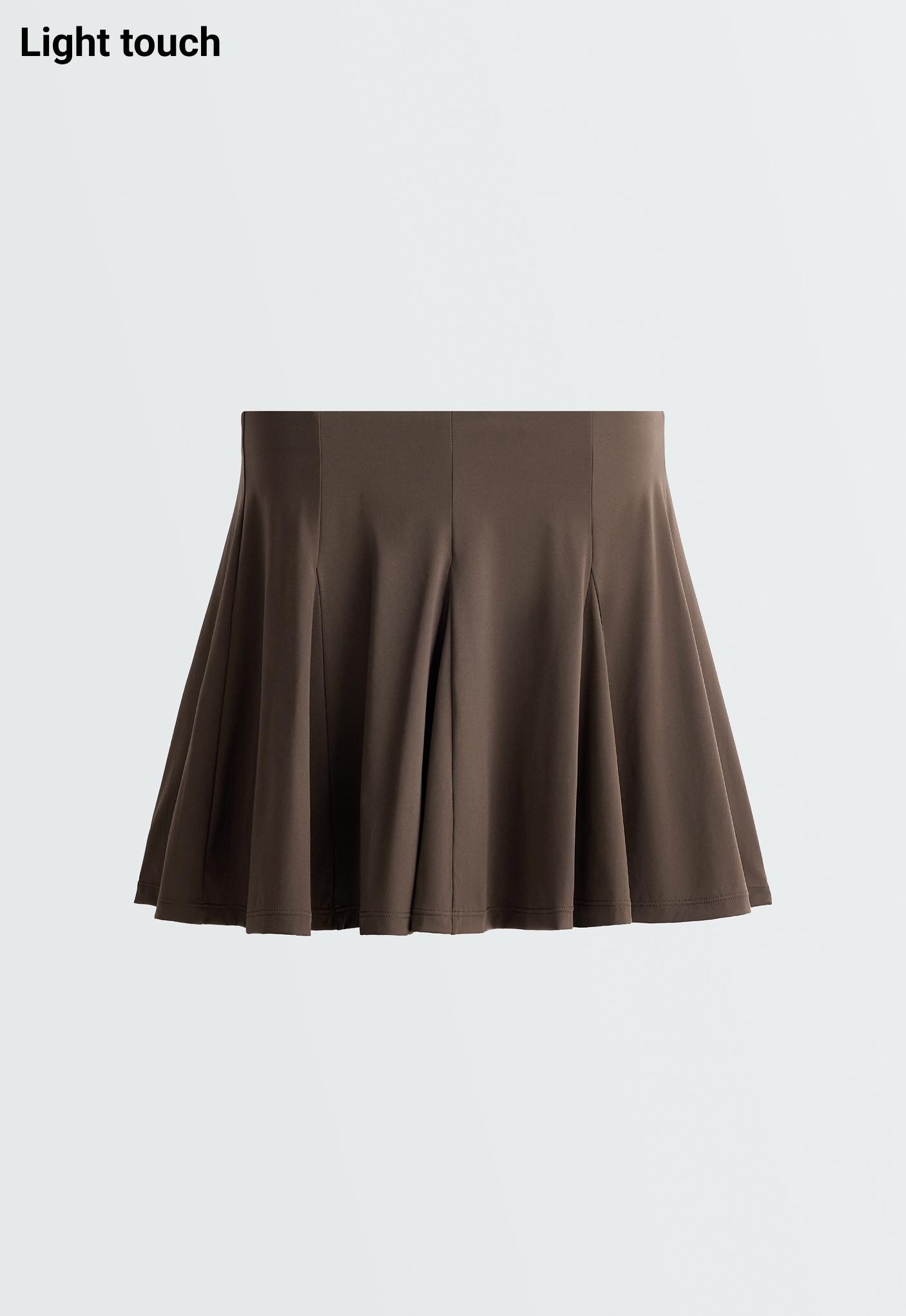 Light Touch godet short skirt — BROWN