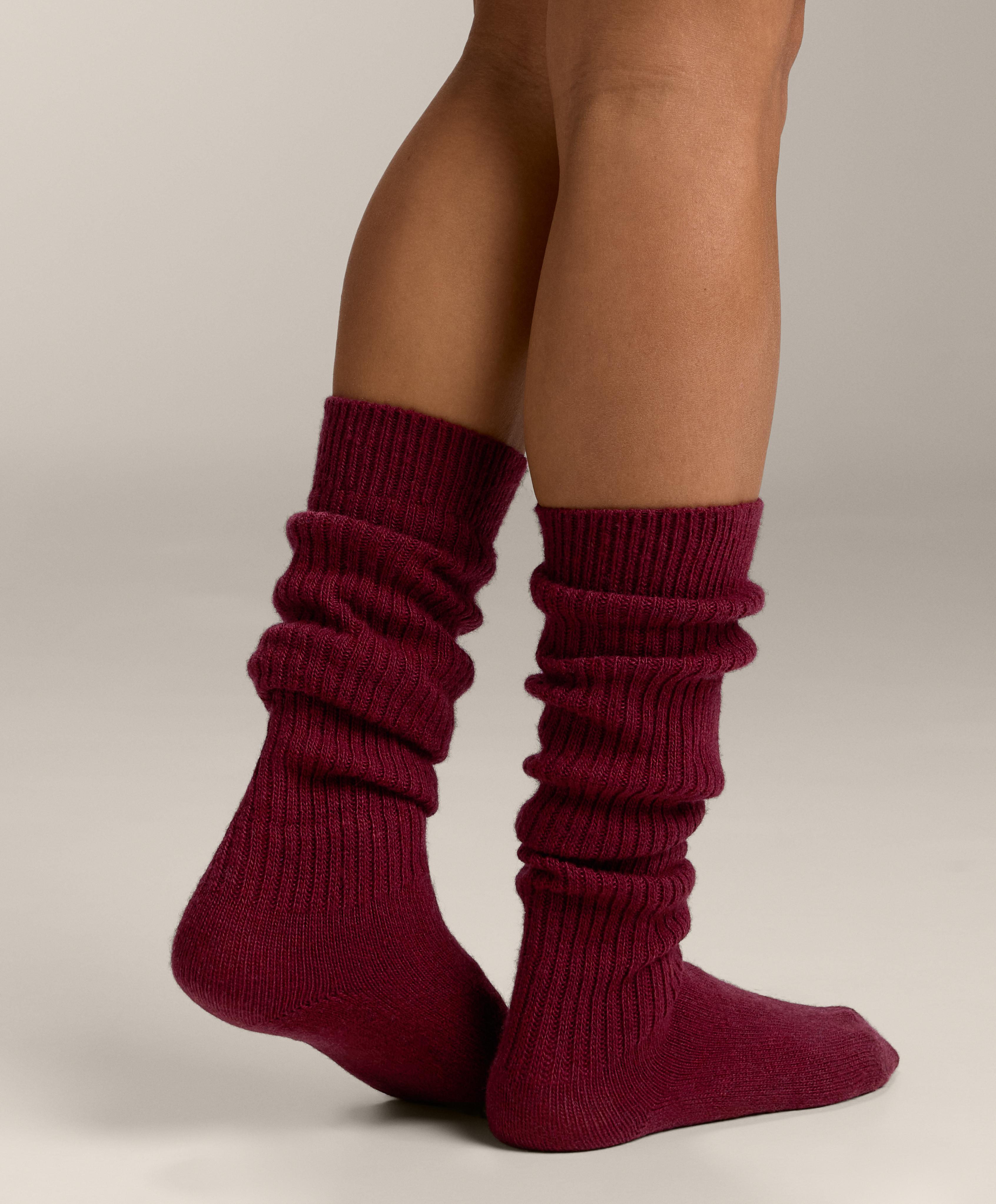 18% cashmere 13% wool long socks — CHERRY