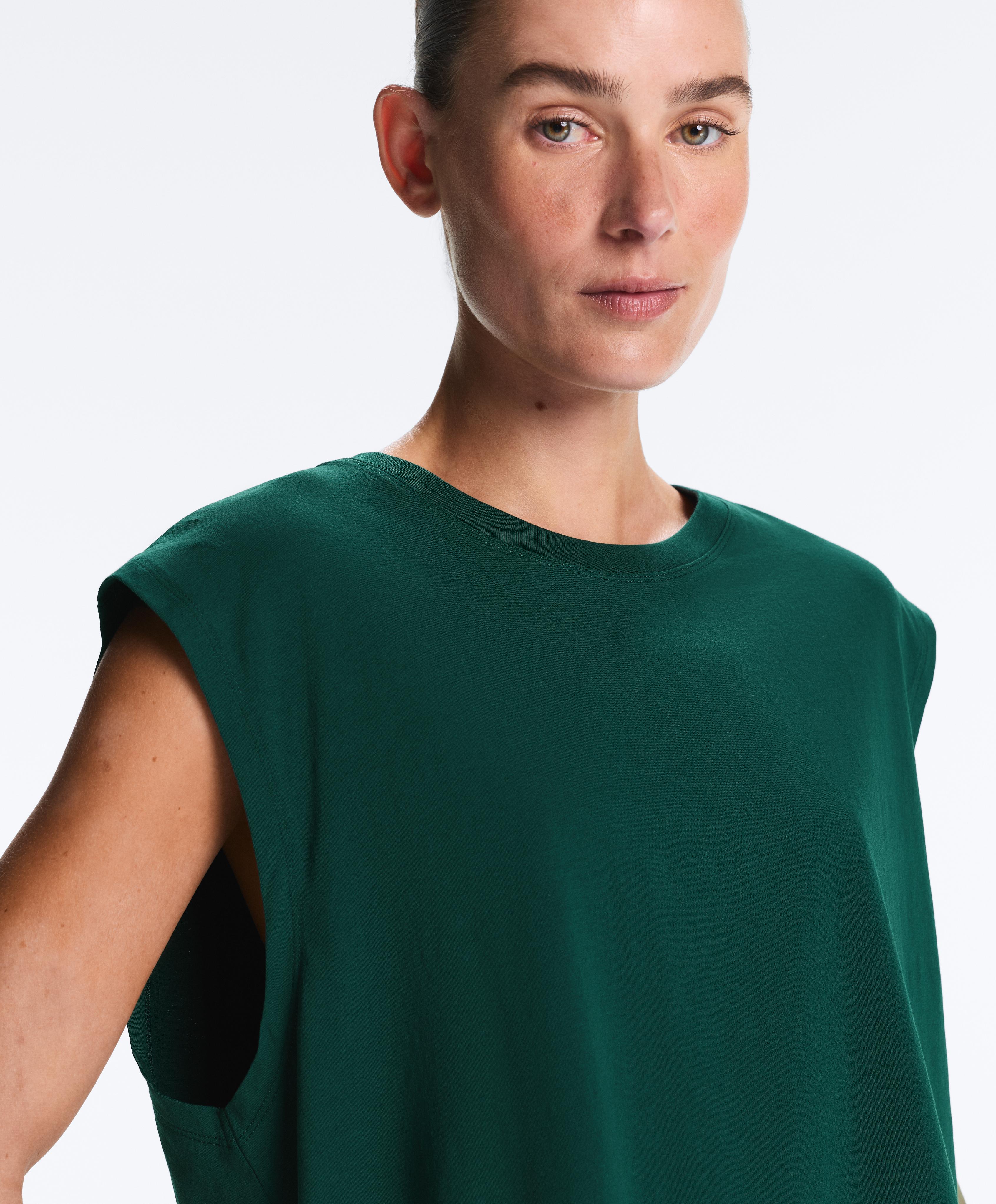 Cotton blend sleeveless T-shirt