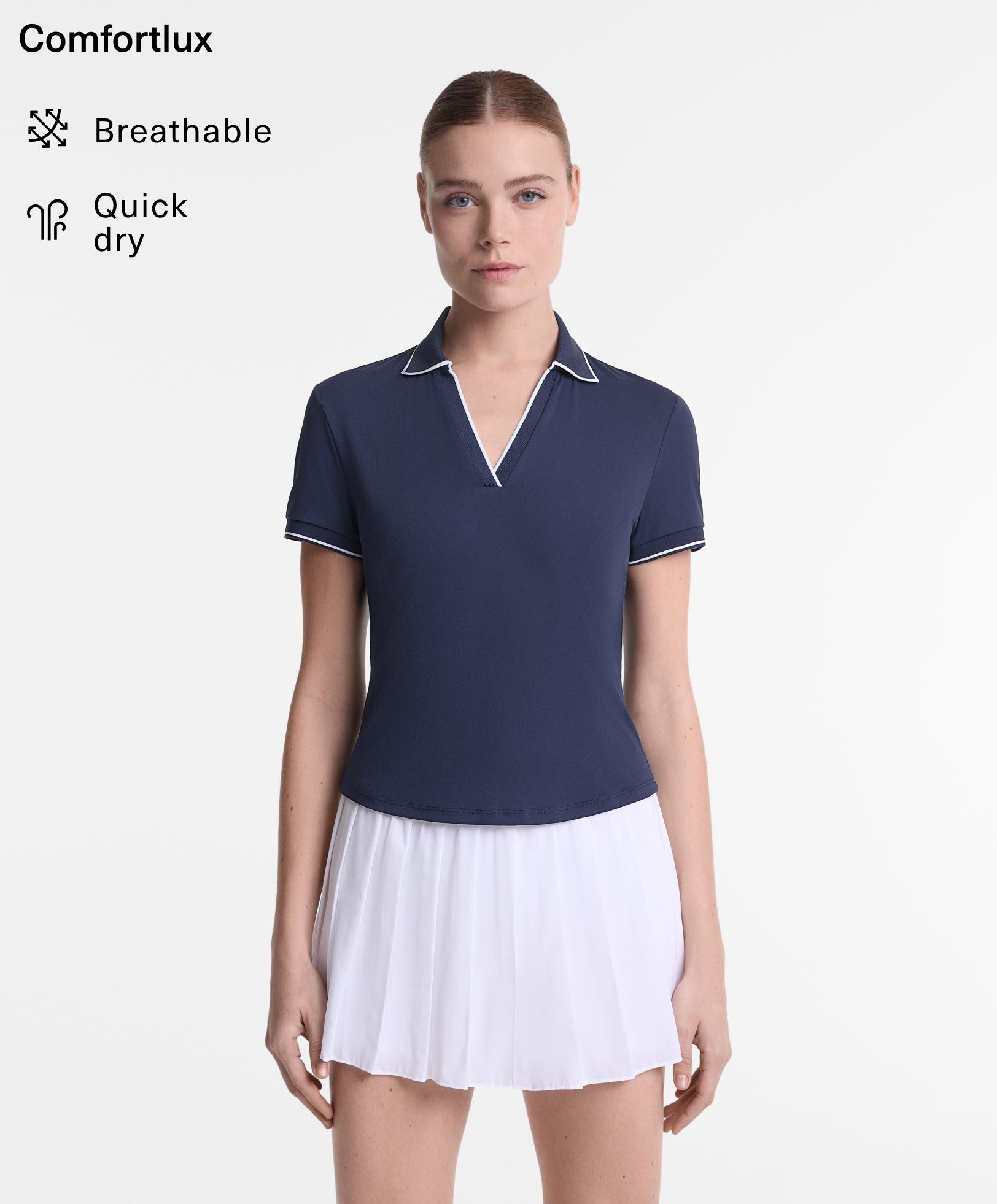 Tricou polo Comfortlux cu mânecă scurtă și piping