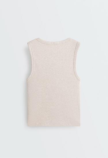 Rib T-shirt with wide straps, cotton and modal — SAND MELANGE 5
