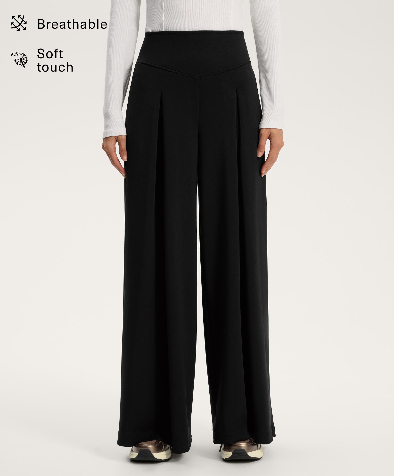 Wide-leg trousers with front pleat and soft-touch modal Wide-leg trousers with front pleat and soft-touch modal