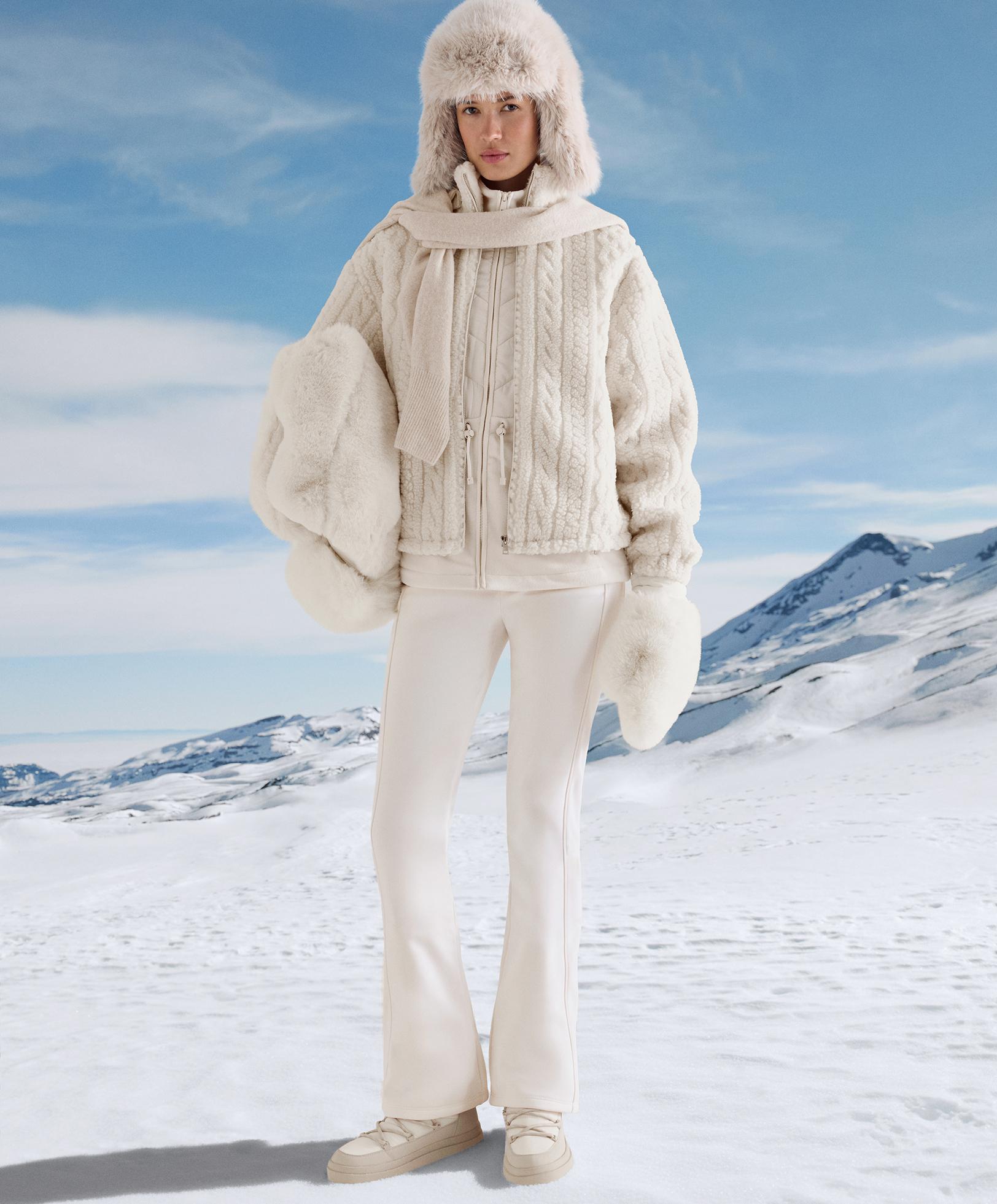 High rise warm flare trousers with pockets — PALE MINK