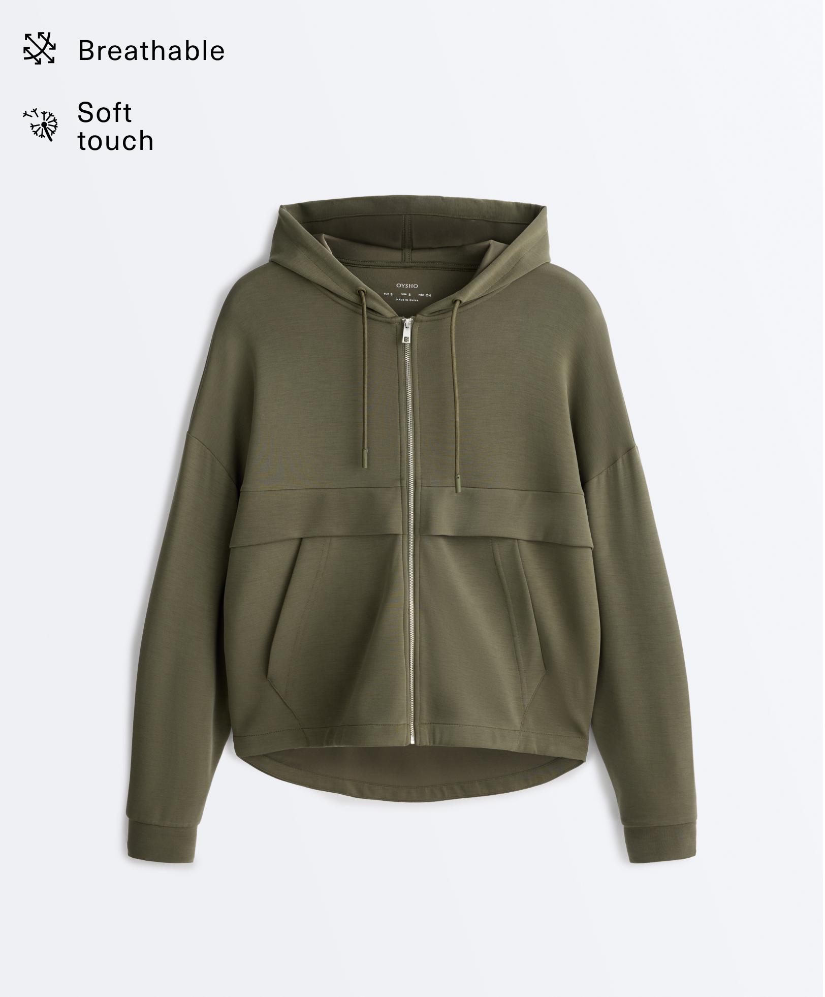 Soft-touch jacket with modal — KHAKI