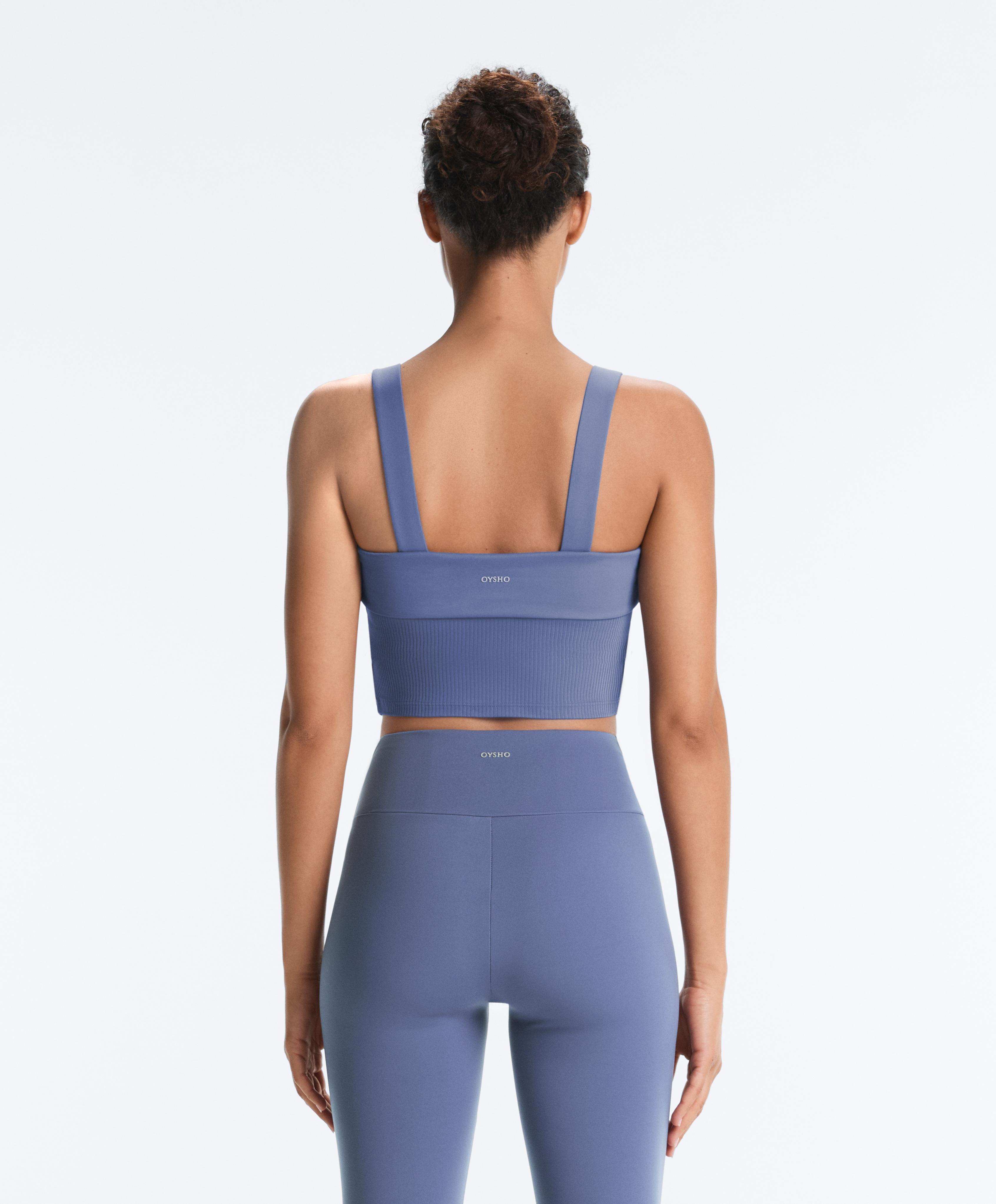 Comfortlux rib turn-up tank top — MID-WASHED BLUE