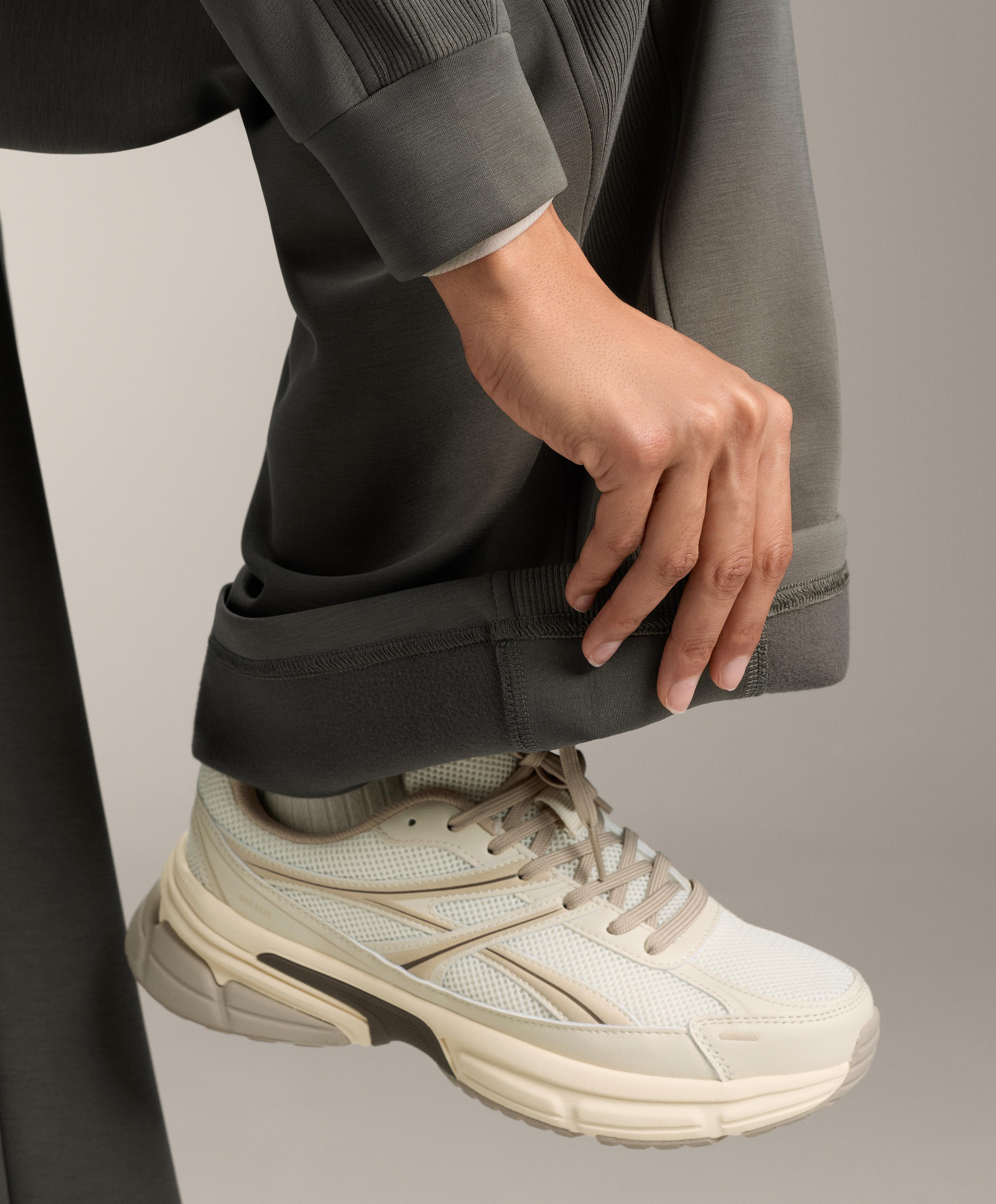 Wide-leg straight trousers with side rib and brushed modal — CHARCOAL GREY