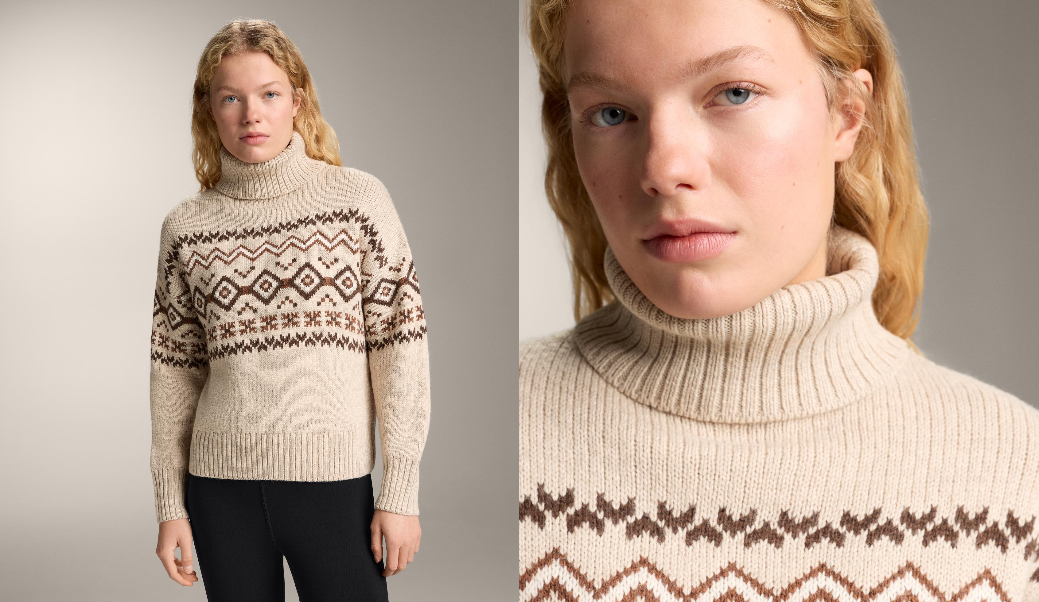 Jacquard knit high-neck jumper 10% wool