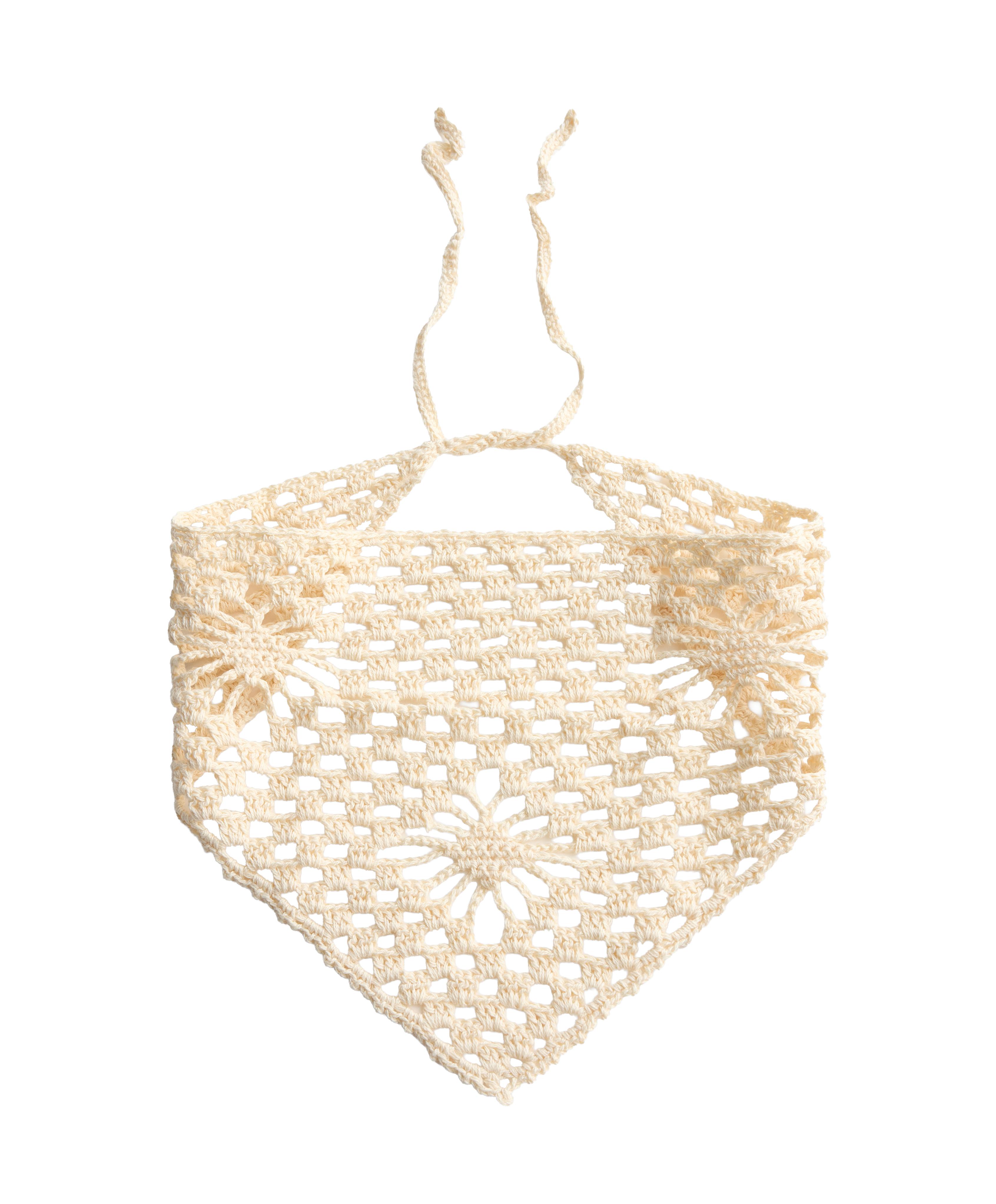 100% cotton triangle crochet headband — ECRU