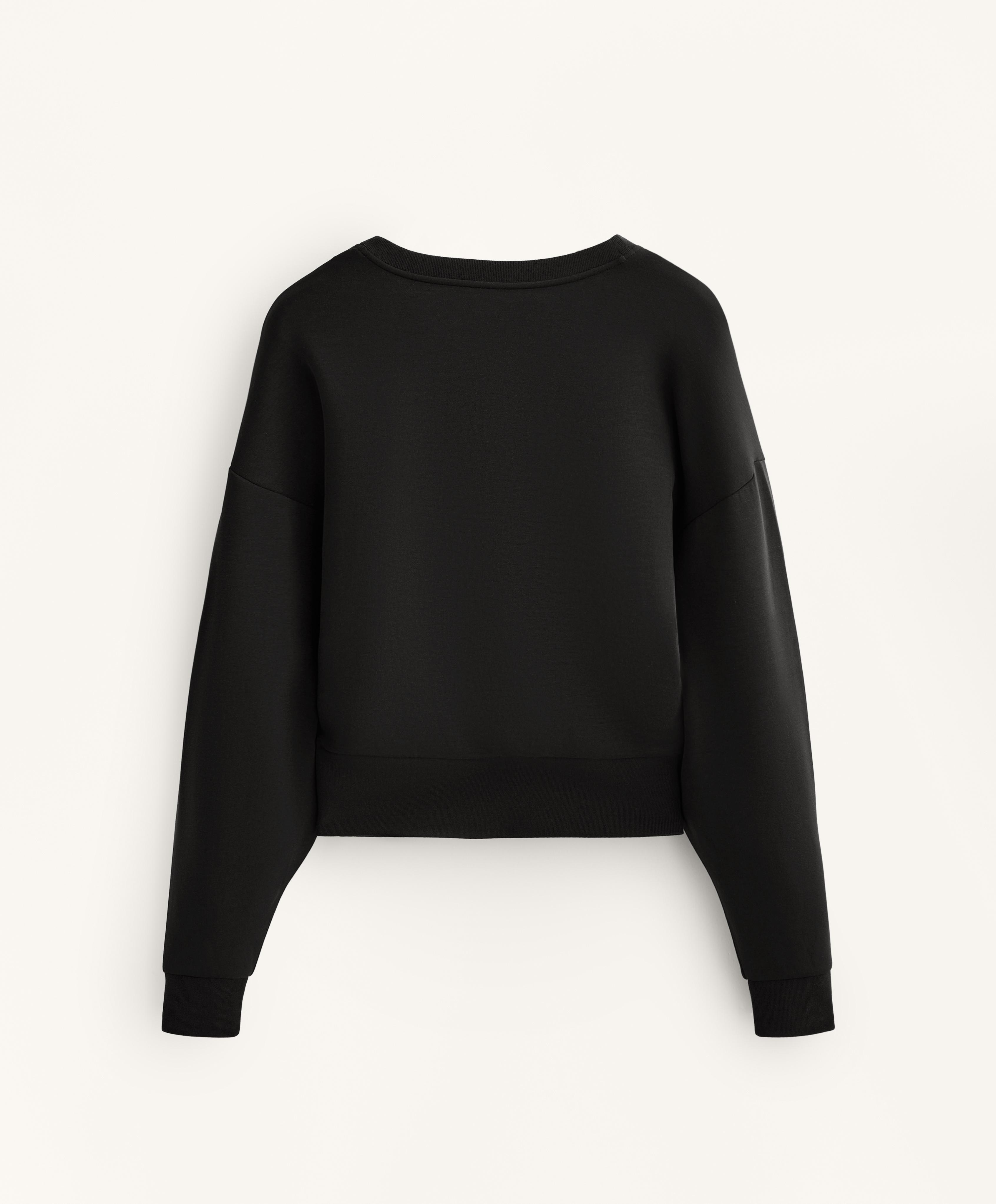 V-neck fitted waist sweatshirt with soft-touch modal