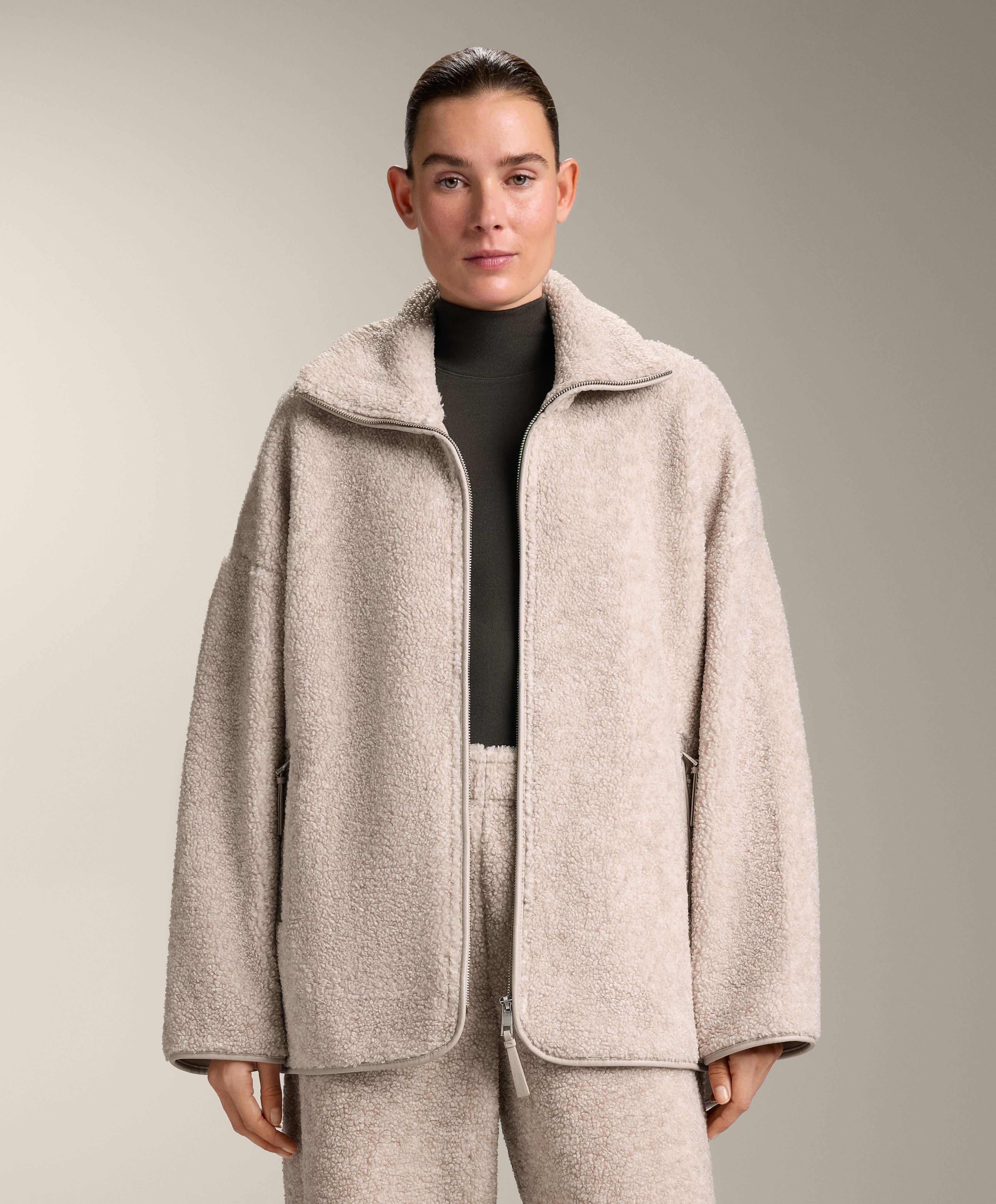 Oversize faux-shearling jacket — PALE ASPHALT
