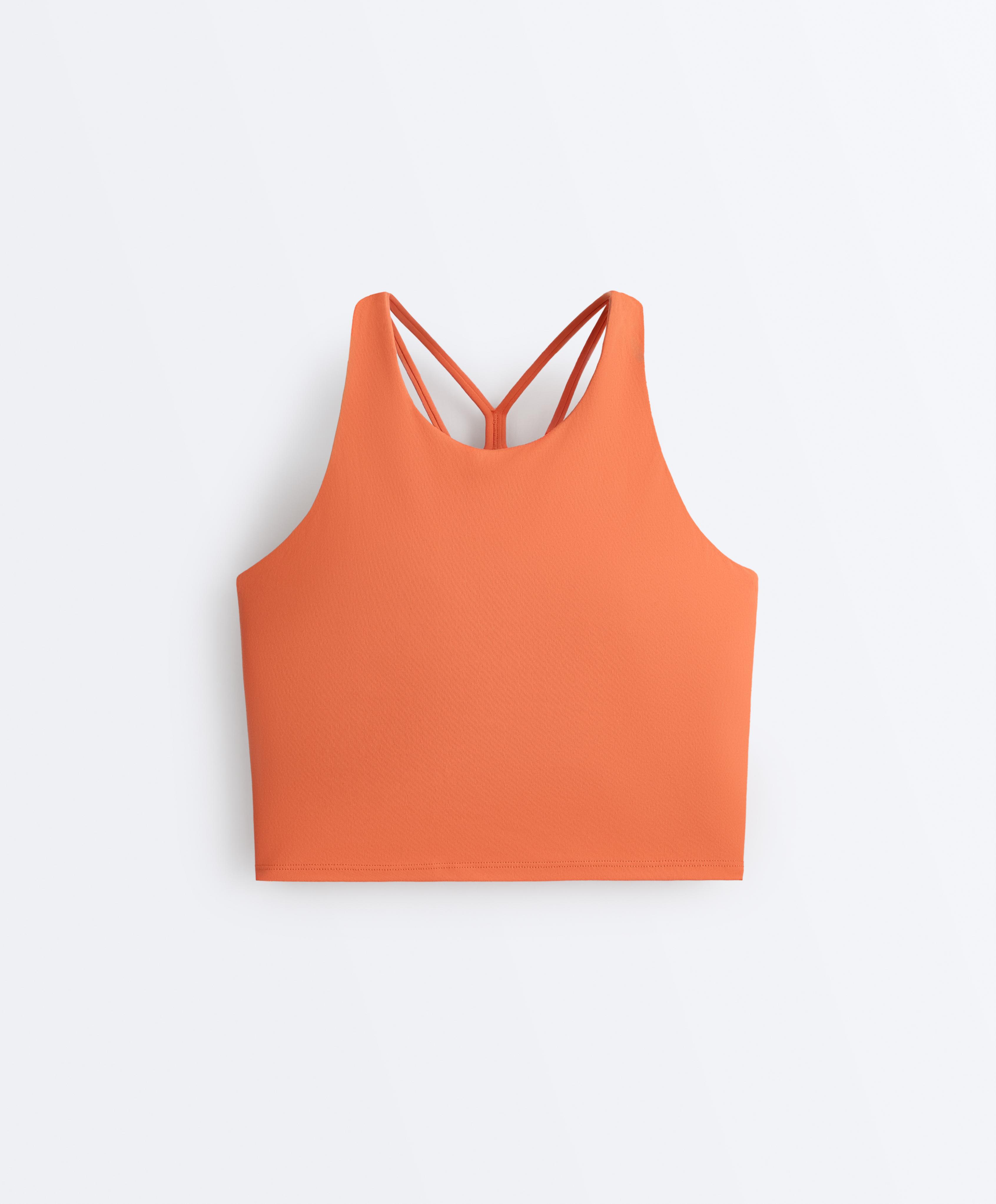 Comfortlux strappy tank top with cups — WASHED ORANGE