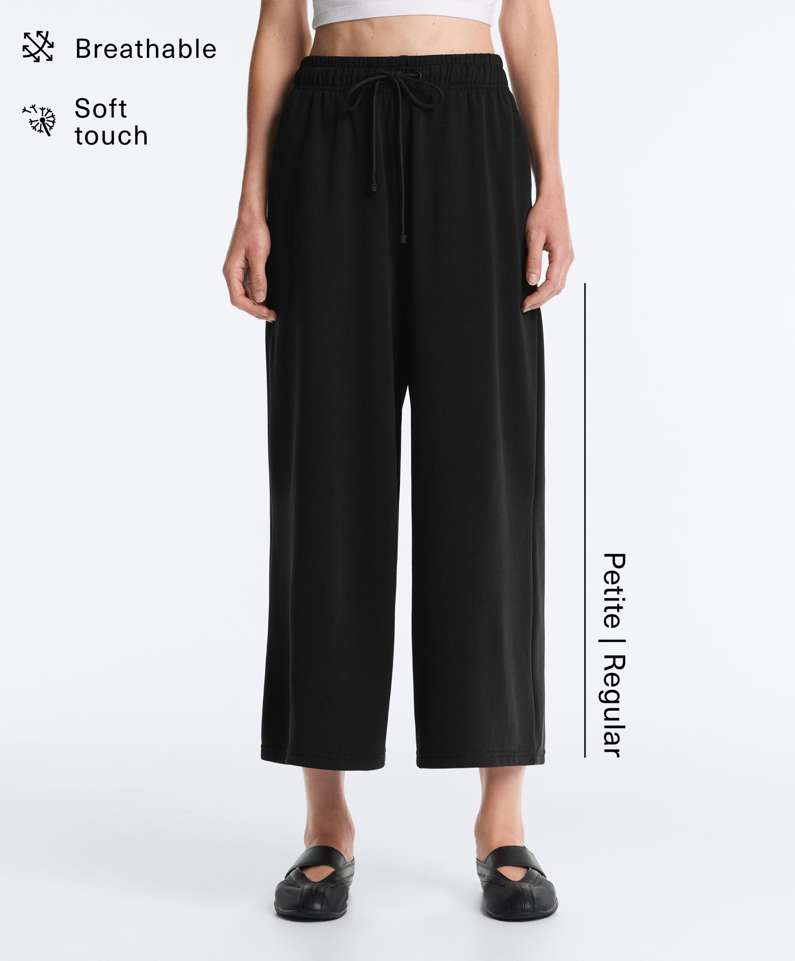 Soft-touch wide-leg crop trousers with modal