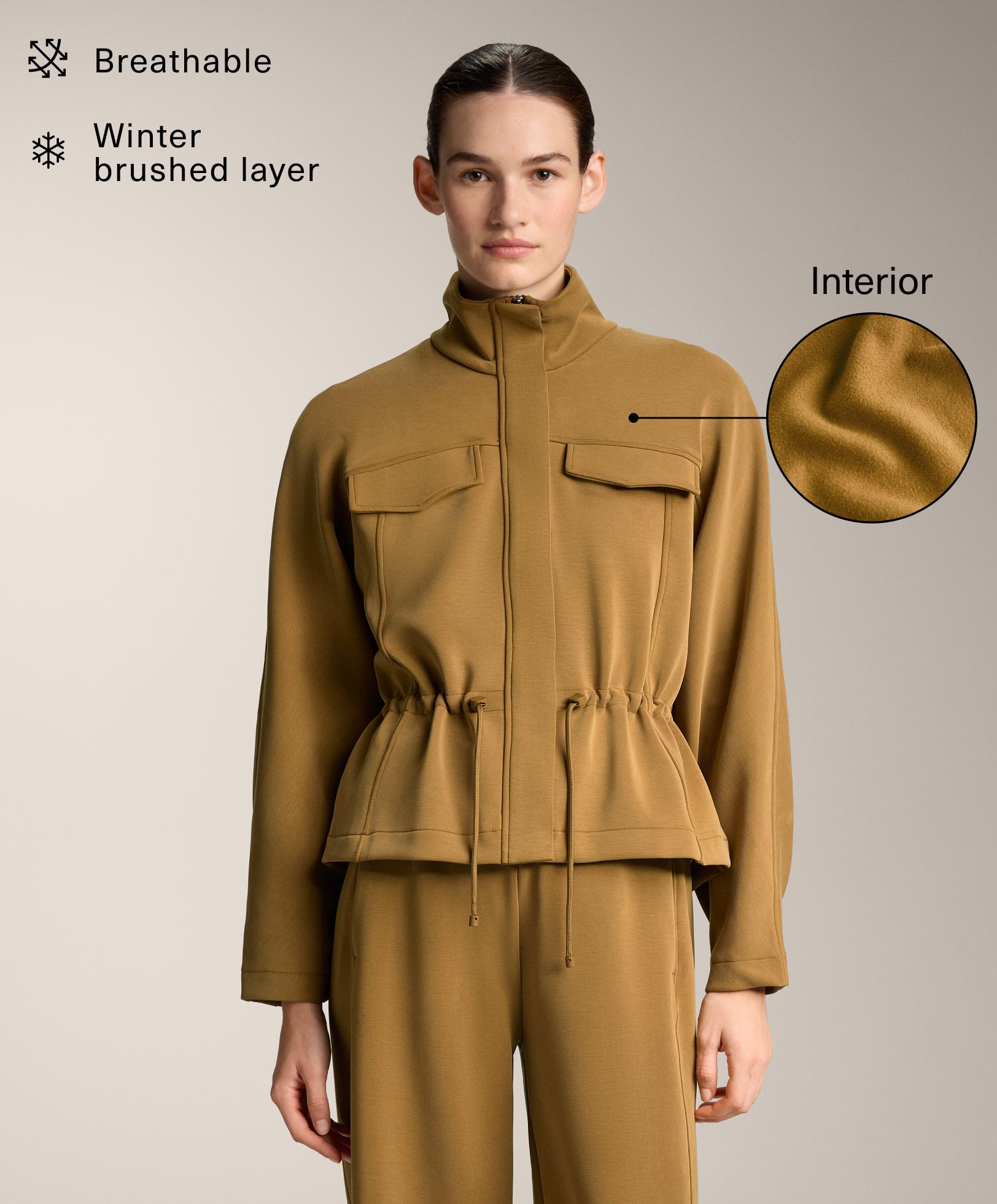Short adjustable waist jacket with brushed modal Short adjustable waist jacket with brushed modal