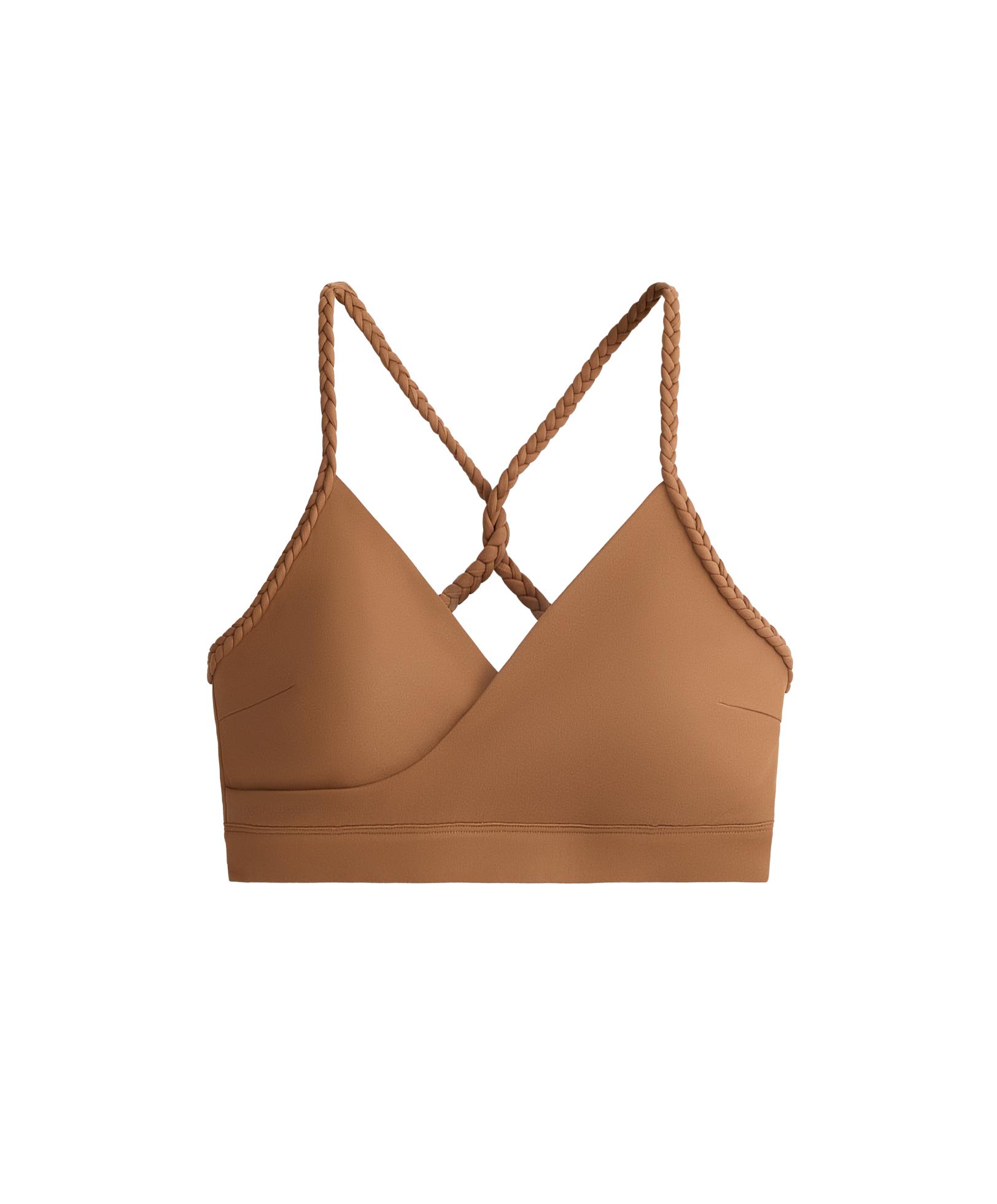 Medium-support braided Comfortlux sports bra — TOFFEE