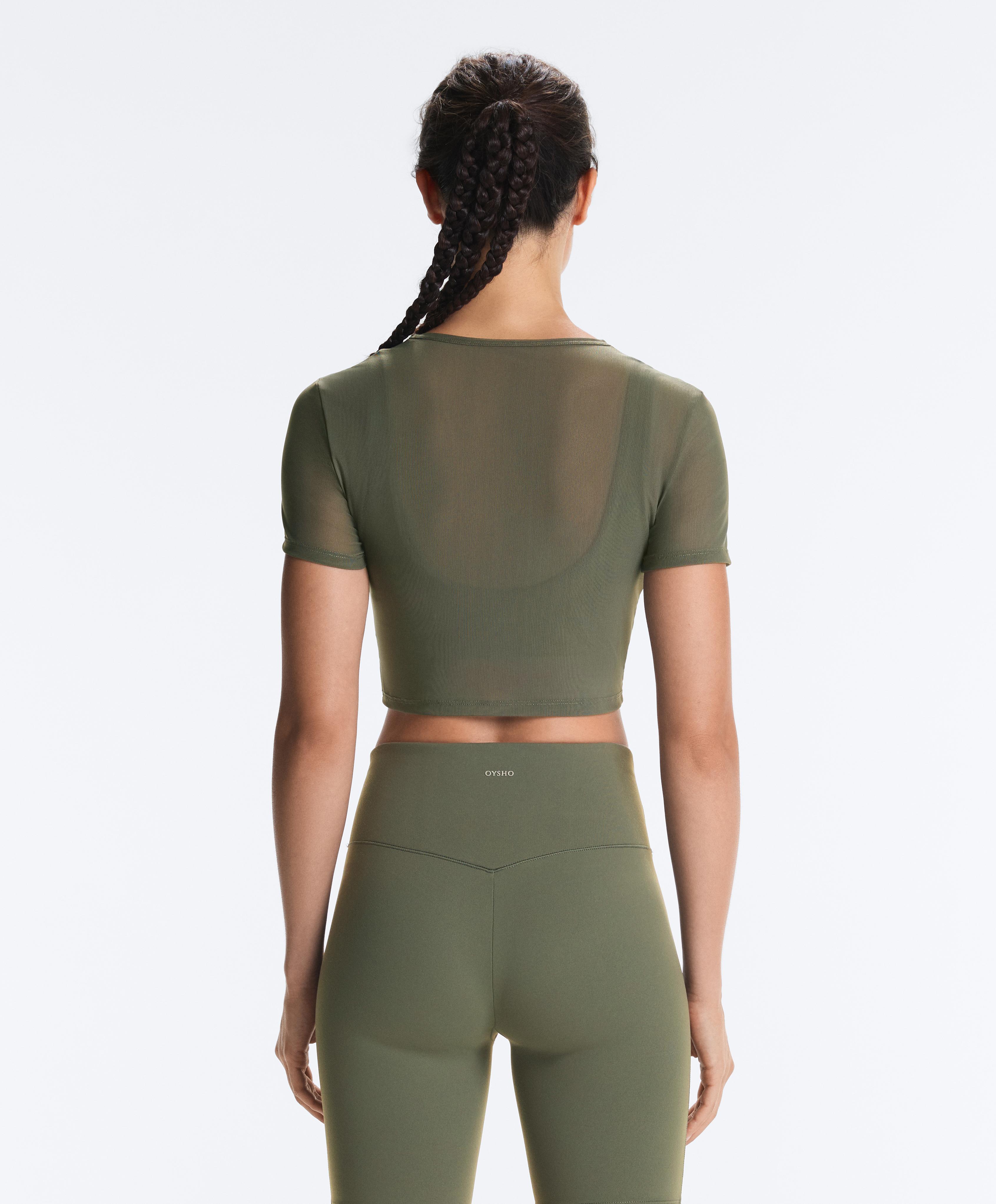 Evermove short-sleeved overlay tank top — KHAKI
