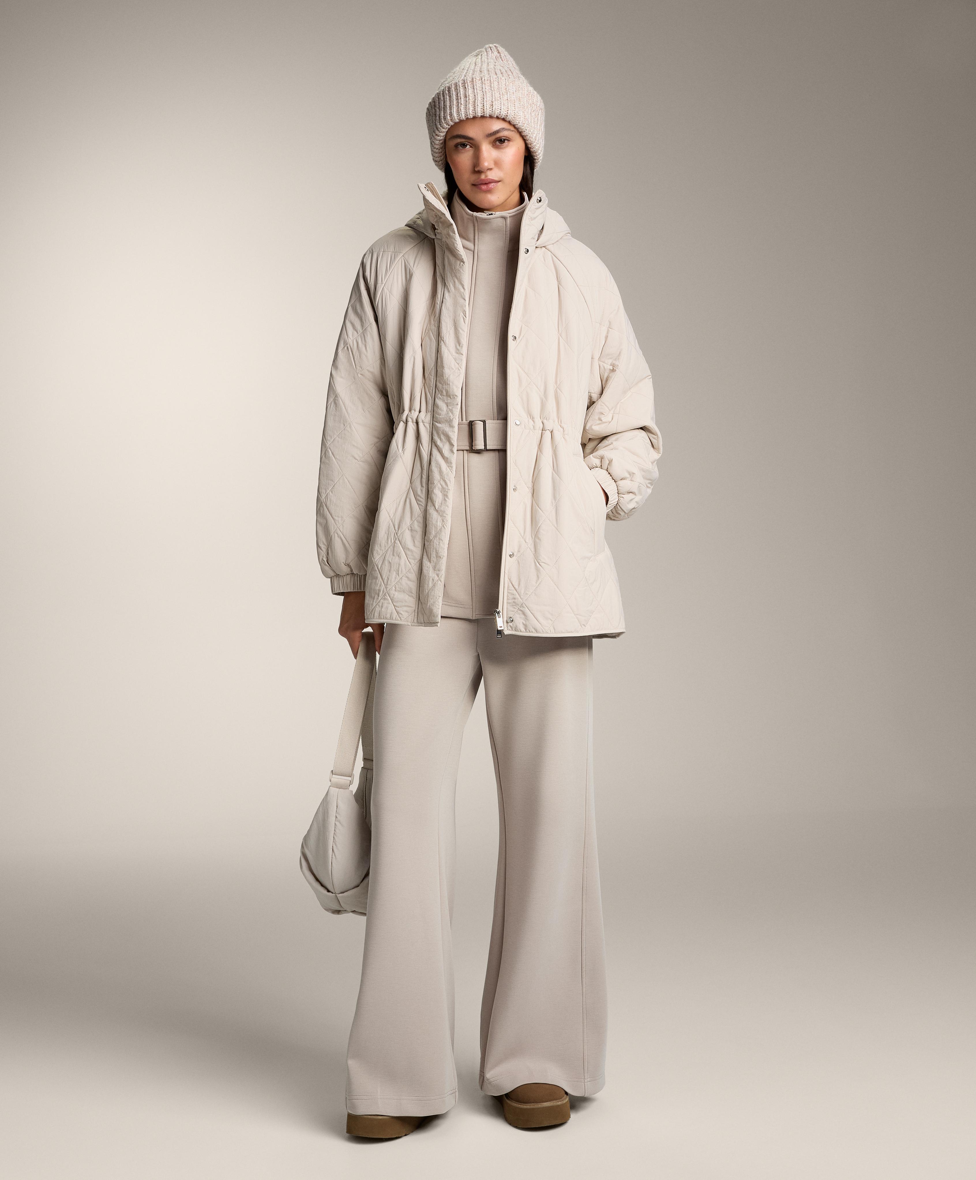 Long belted jacket with brushed modal — DUSTY TAUPE