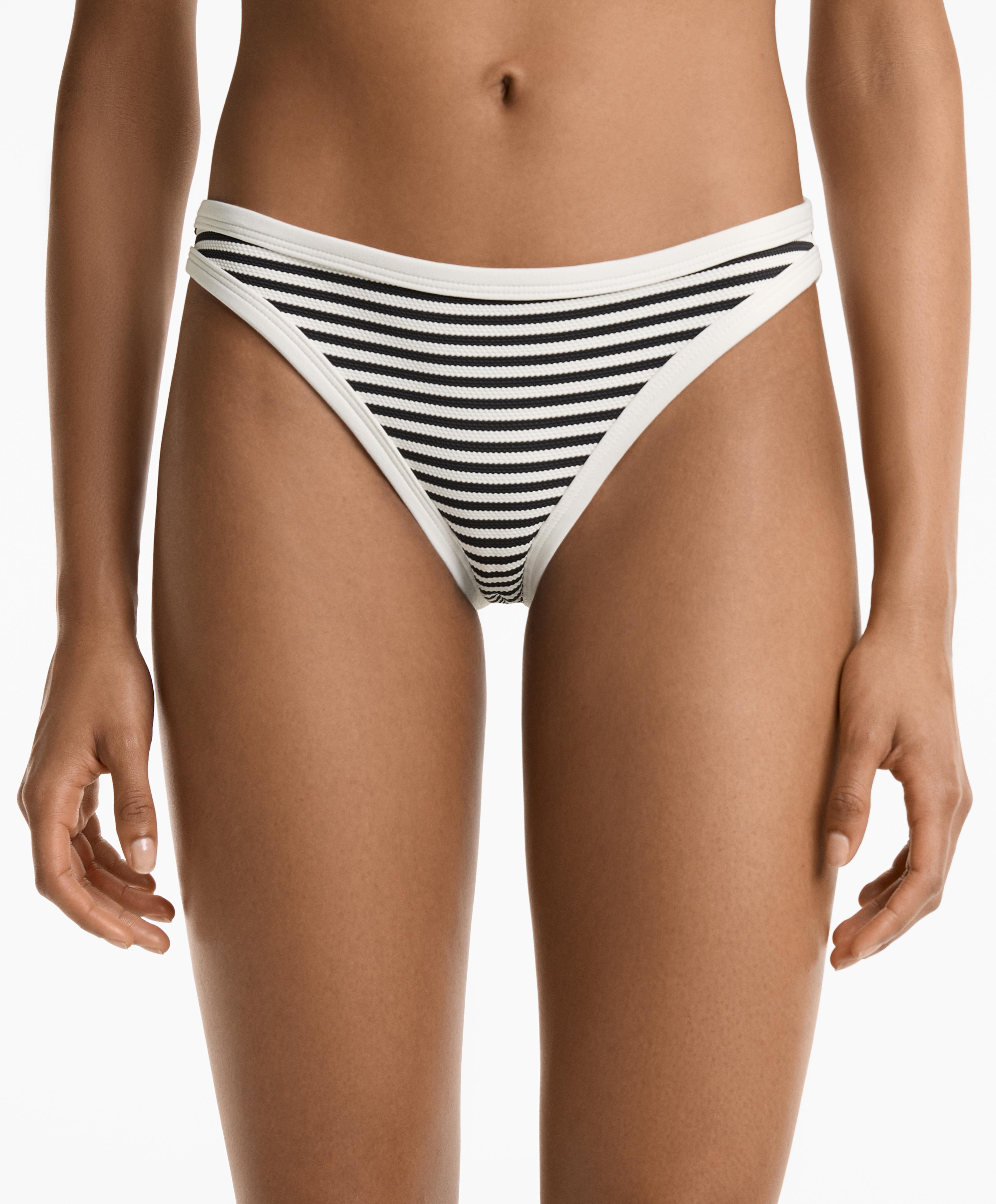 Stripe piqué classic-coverage bikini briefs with trim - Sale