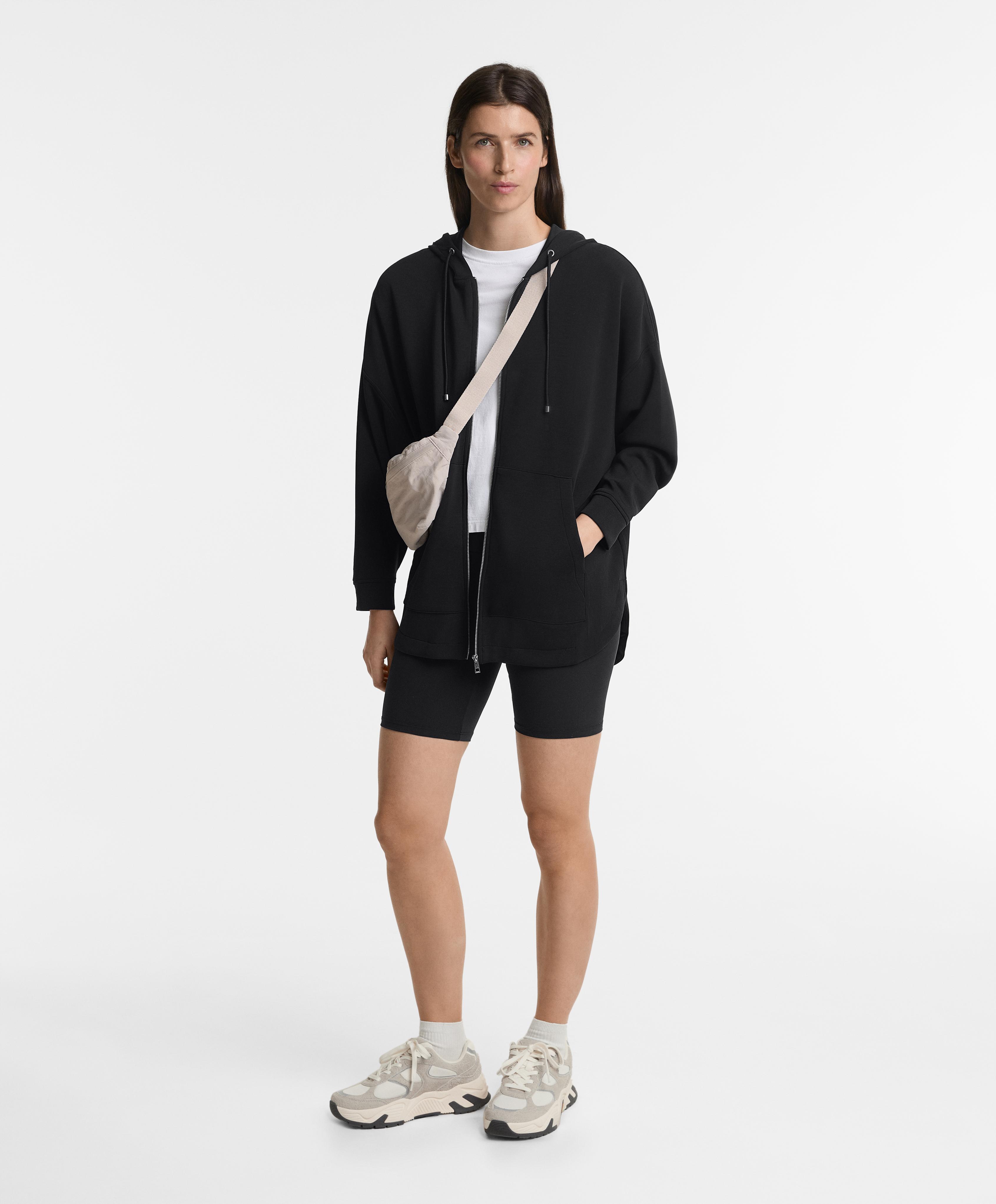 Long Soft Touch jacket with modal — BLACK