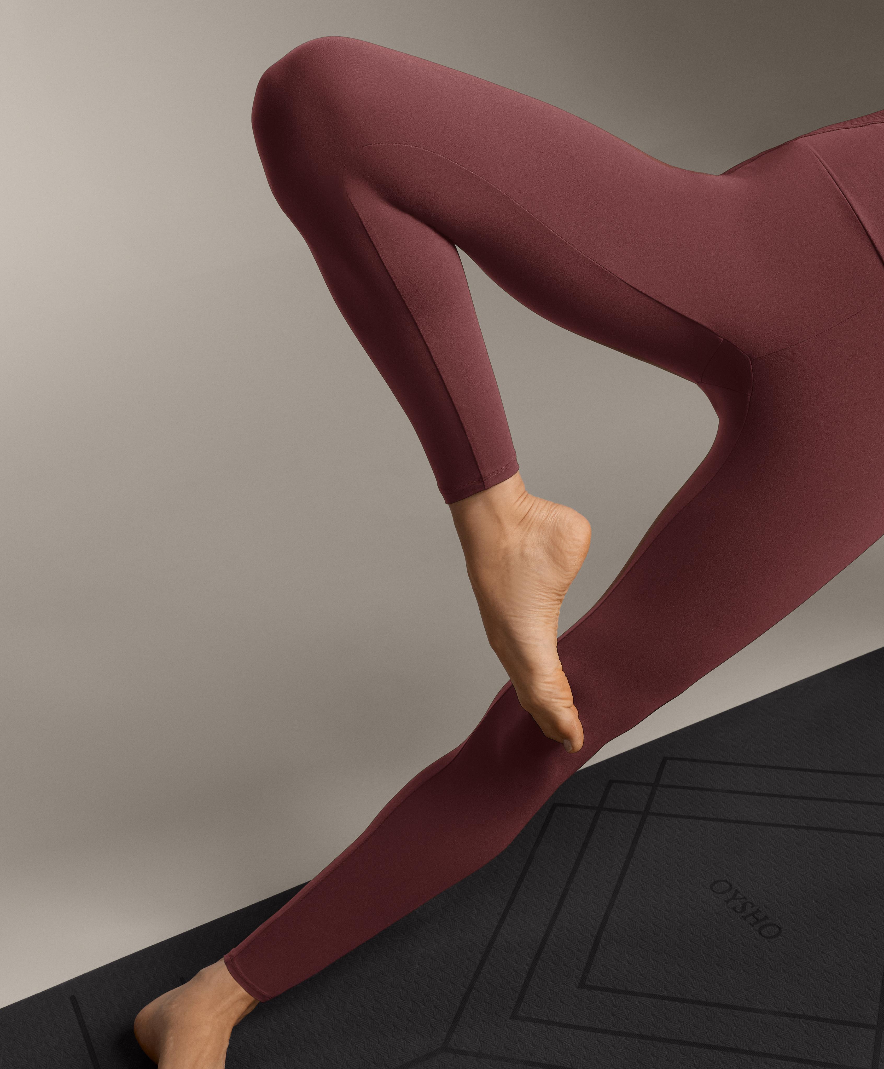 Comfortlux high-rise ankle-length rib leggings — MAROON