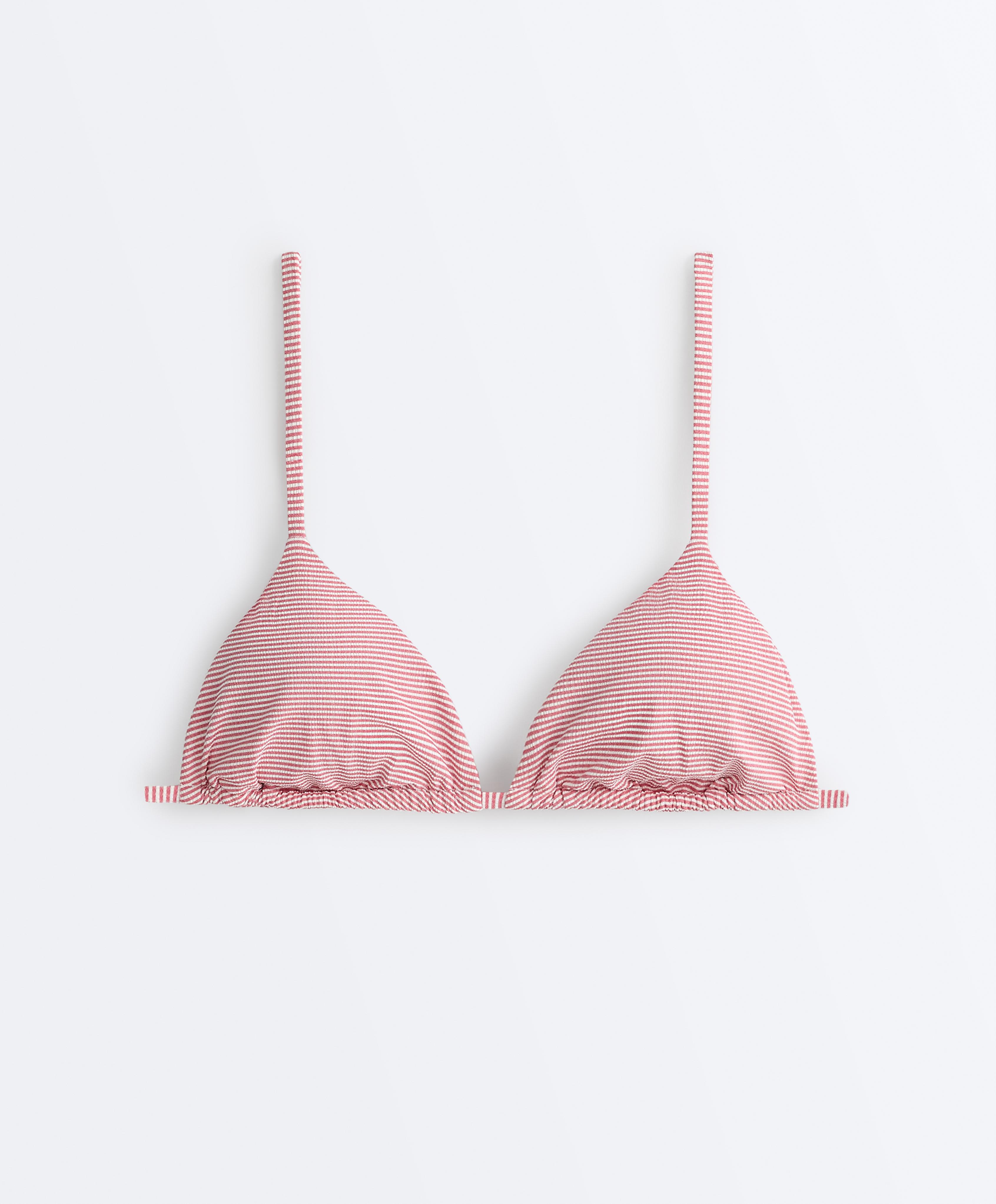 Stripe triangle bikini top — RED