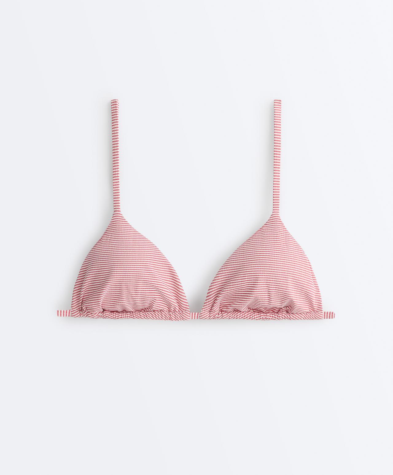 Stripe triangle bikini top — RED